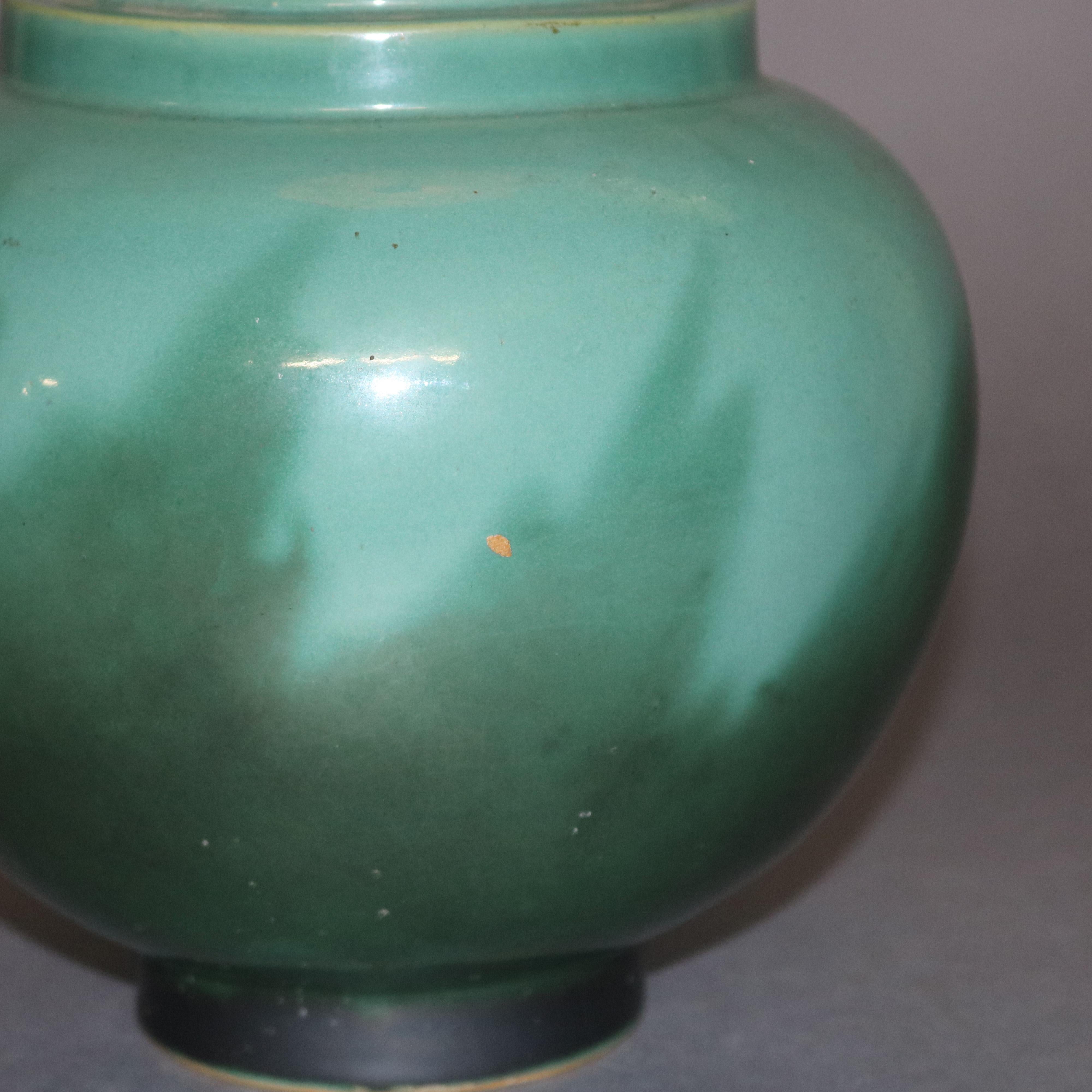 Glazed Art Deco Roseville Pottery Futura Black Flame Vase, 391-10, 20th Century