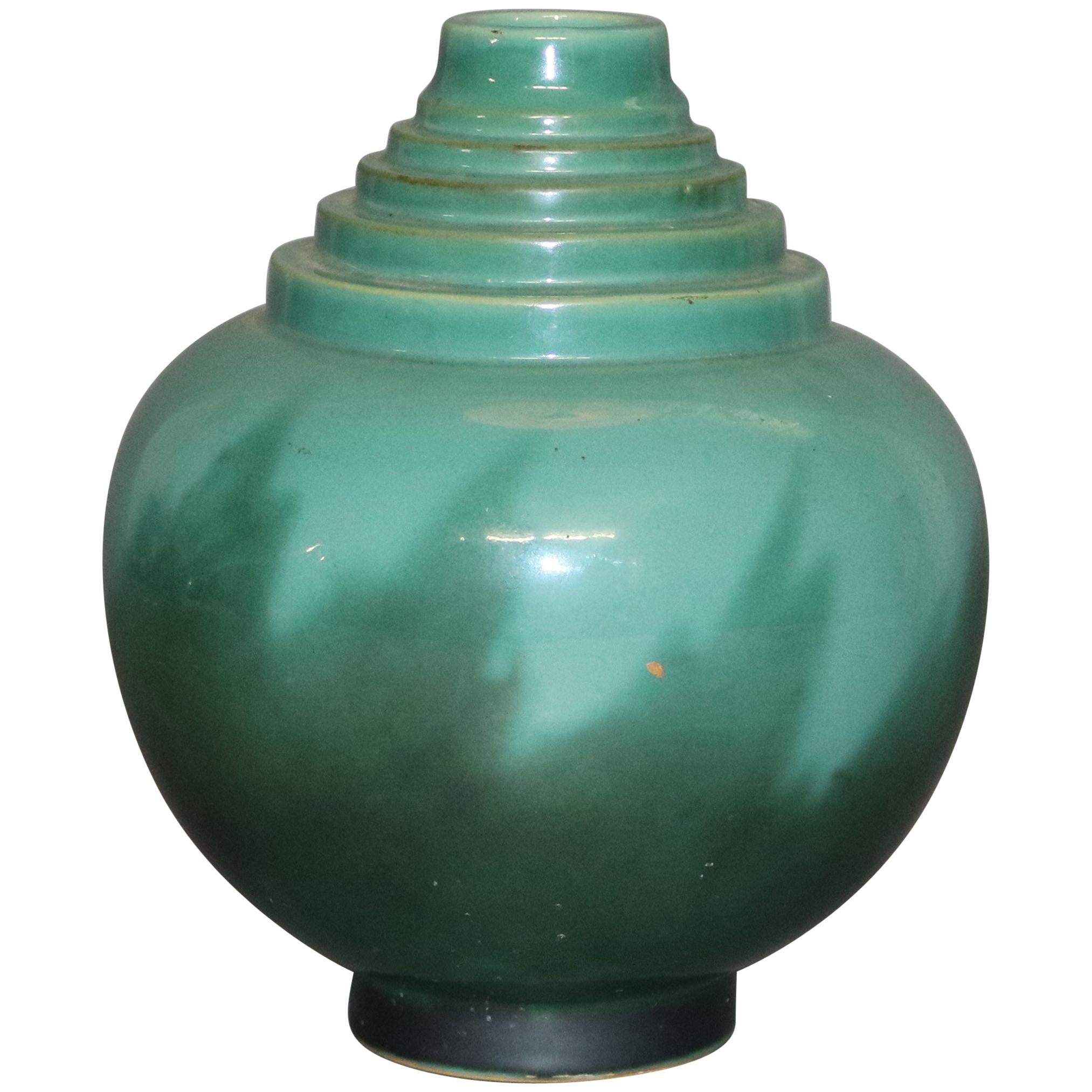 Art Deco Roseville Pottery Futura Black Flame Vase, 391-10, 20th Century