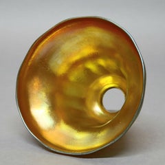 Oversized Arts & Crafts Steuben Gold Aurene Iridized Art Glass Bell Shade