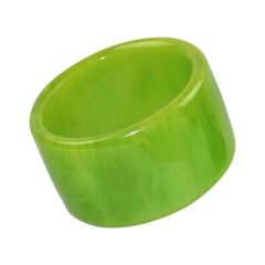 Oversized Bakelite Bracelet Bangle Apple Green Marble