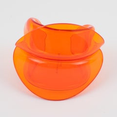 Oversized Balenciaga Paris Orange Resin Lucite Cuff Bangle Bracelet