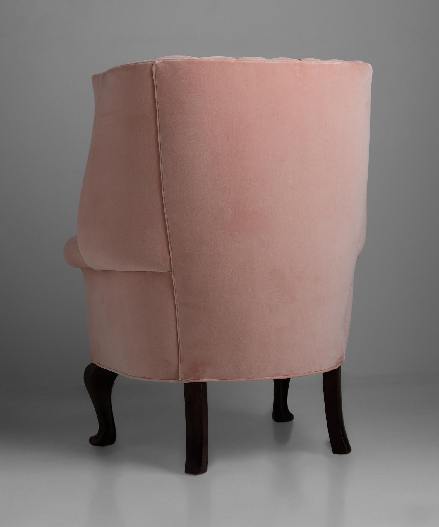 Oversized Barrel Back Armchair in 100% Cotton Velvet from Pierre Frey 1