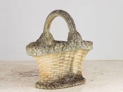 Oversized Basketweave Planter with Handle, Concrete, English 20th Century