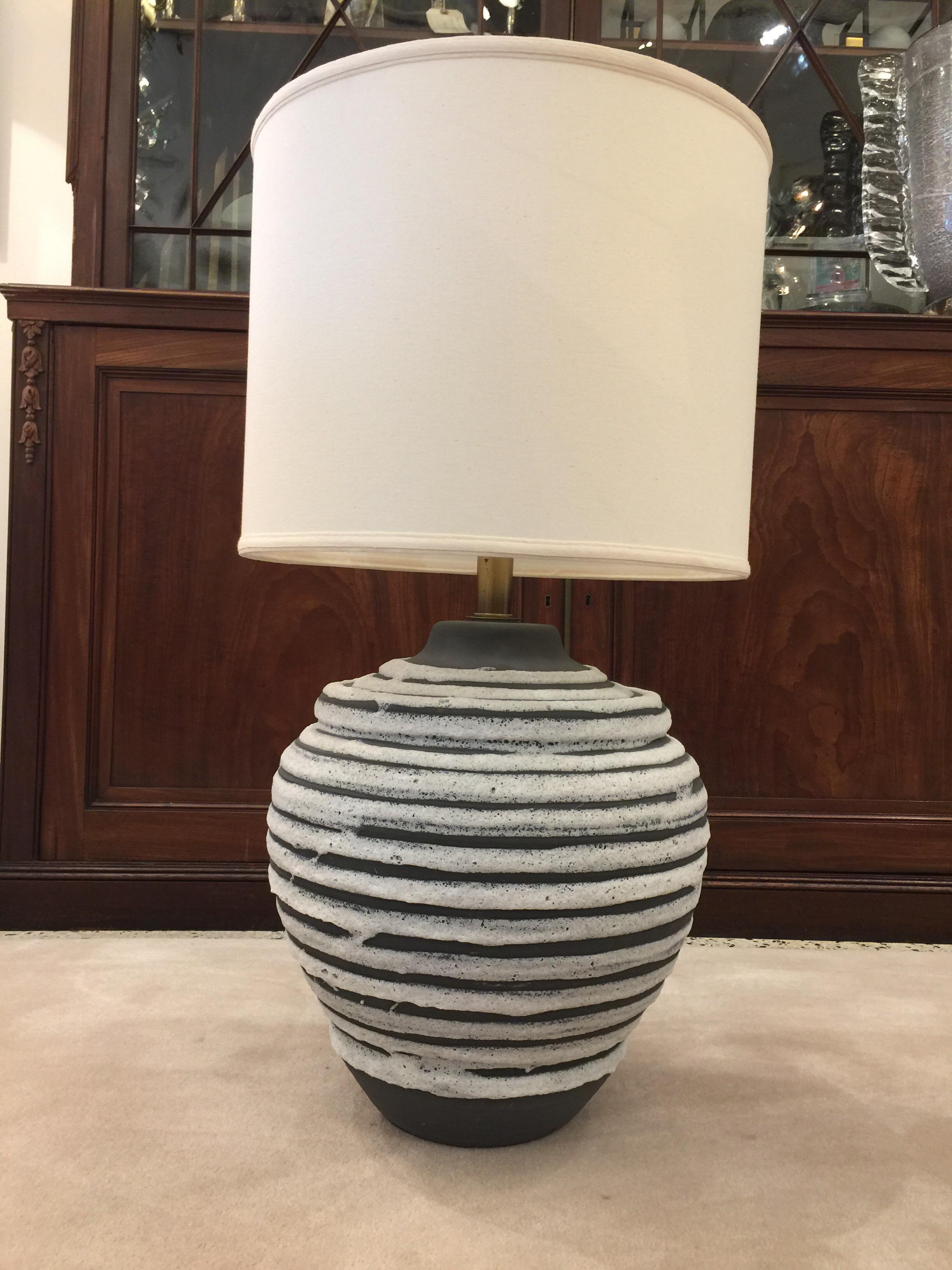 Oversized Beehive Style Pottery Lamp 1