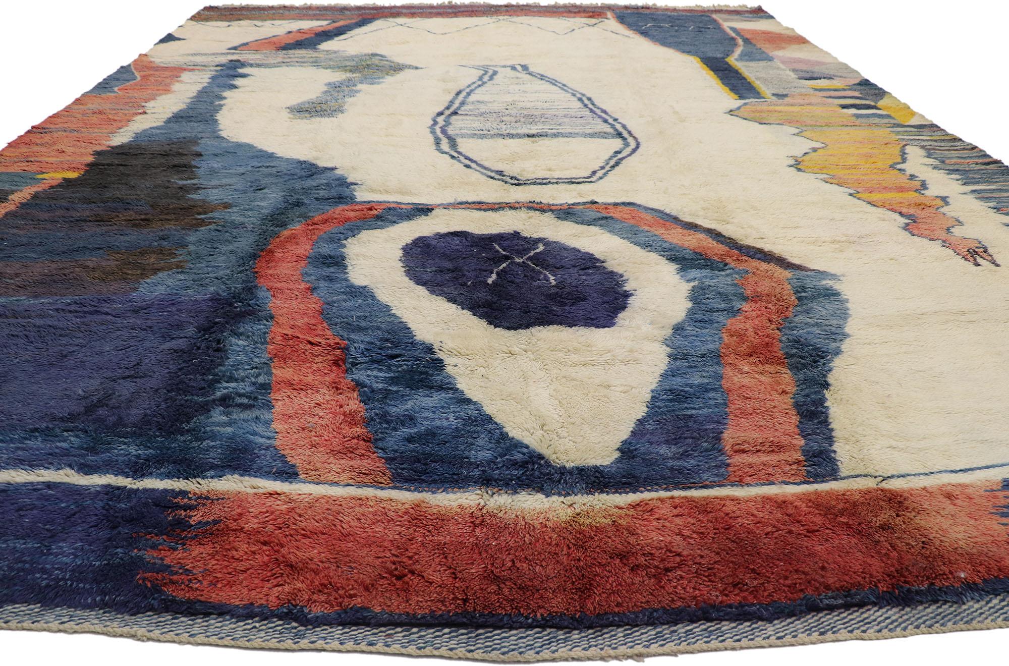 Hand-Knotted Oversized Berber Moroccan Rug, Wabi-Sabi Meets Abstract Expressionist Style For Sale