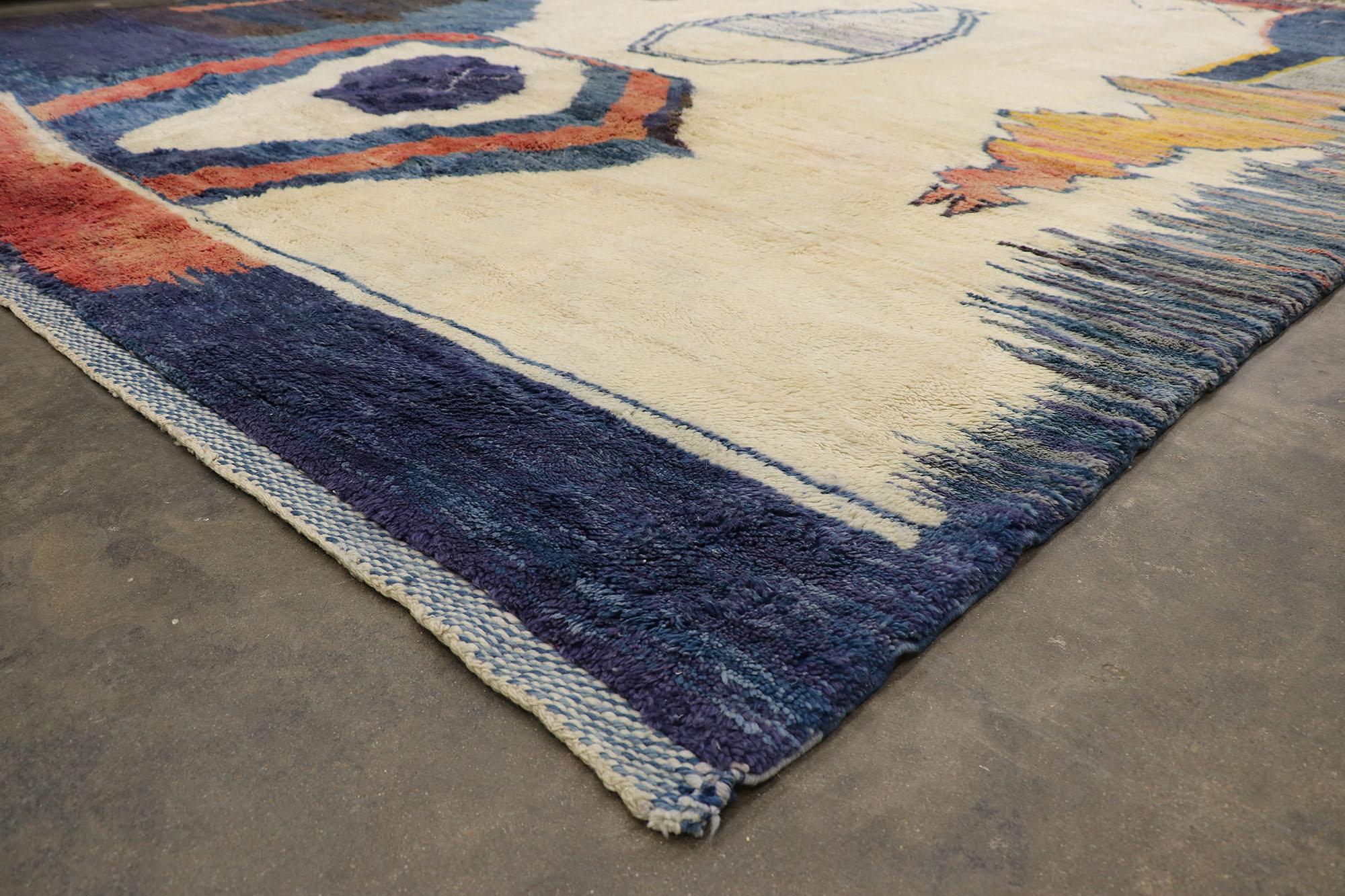 Wool Oversized Berber Moroccan Rug, Wabi-Sabi Meets Abstract Expressionist Style For Sale
