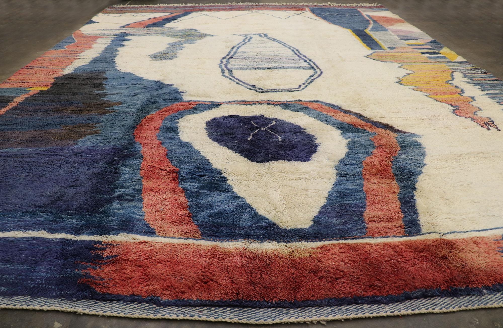 Oversized Berber Moroccan Rug, Wabi-Sabi Meets Abstract Expressionist Style For Sale 1