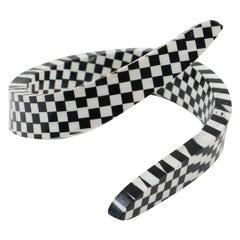 Oversized Black and White Checkerboard Lucite Coiled Bracelet