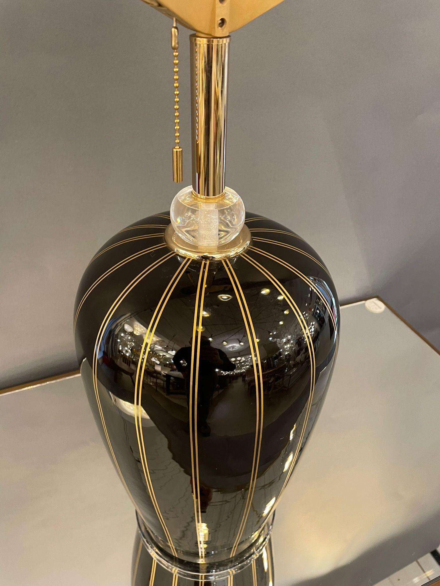 Oversized Black Murano Glass Lamp, Italy 1960s In Excellent Condition For Sale In London, GB