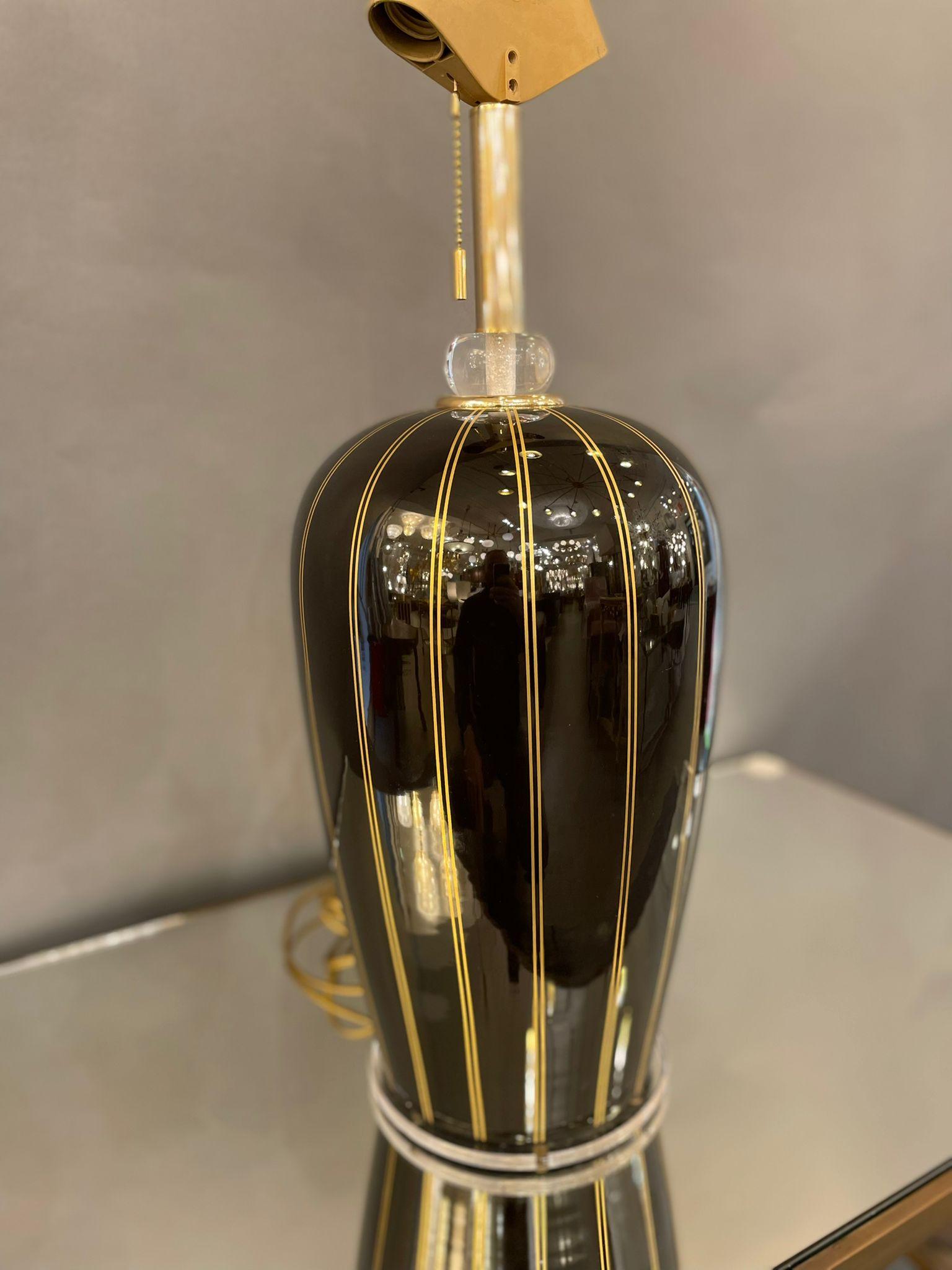 Mid-20th Century Oversized Black Murano Glass Lamp, Italy 1960s For Sale