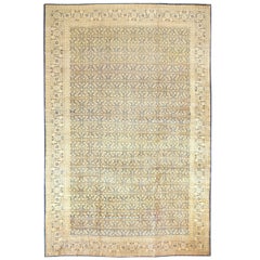 Oversized Blue and Gold Antique Persian Tabriz Rug. Size: 13' 2" x 20' 3"