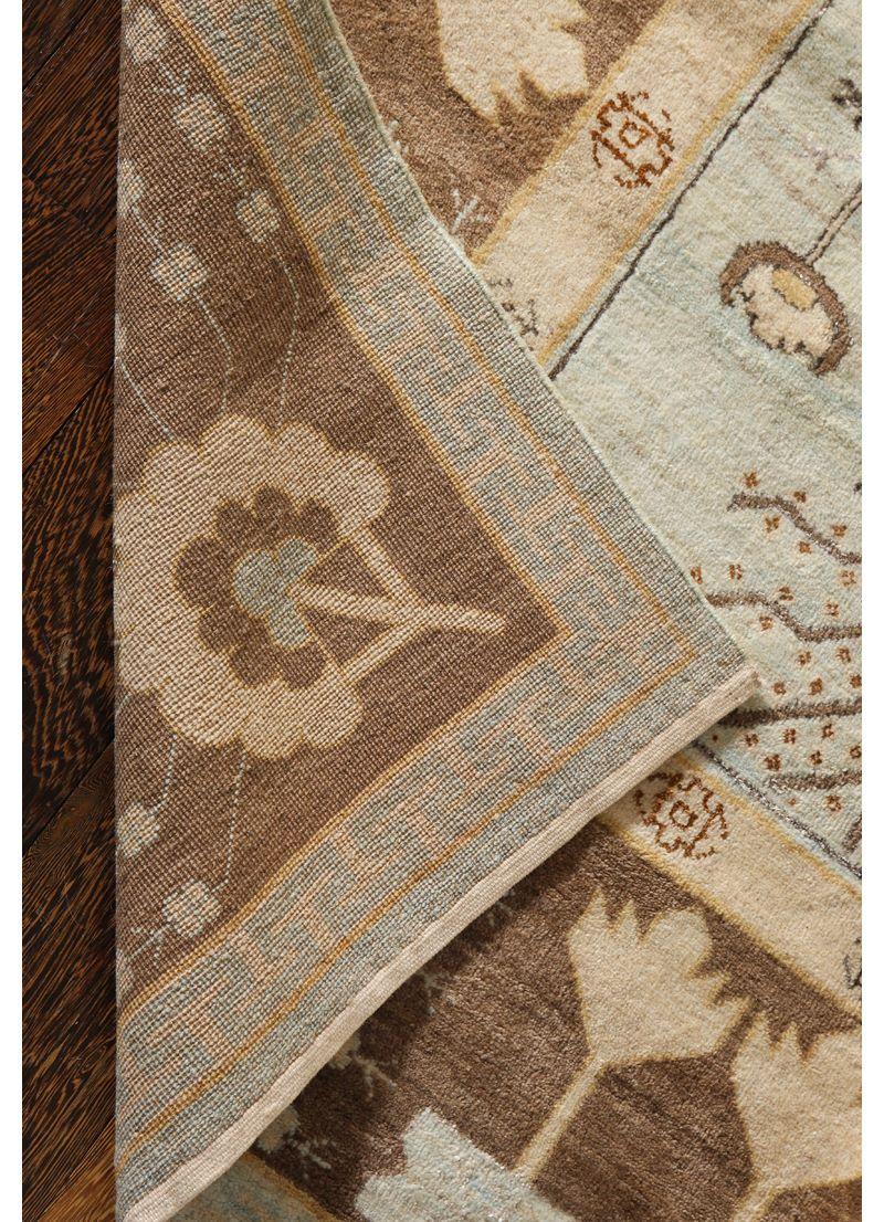 Tappeto persiano in lana e seta blu e oro oversize con design Khotan, 11' x 15' in vendita 3