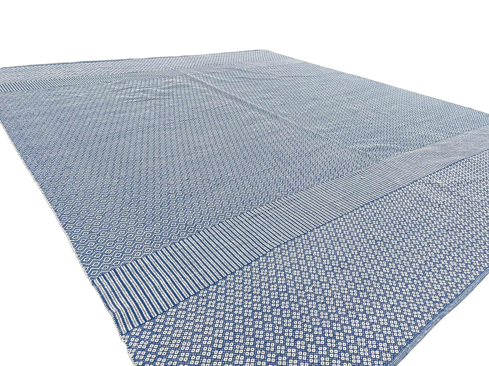 Oversized Blue and White Flat-Weave Indian Kilim by Gordian Rugs 4