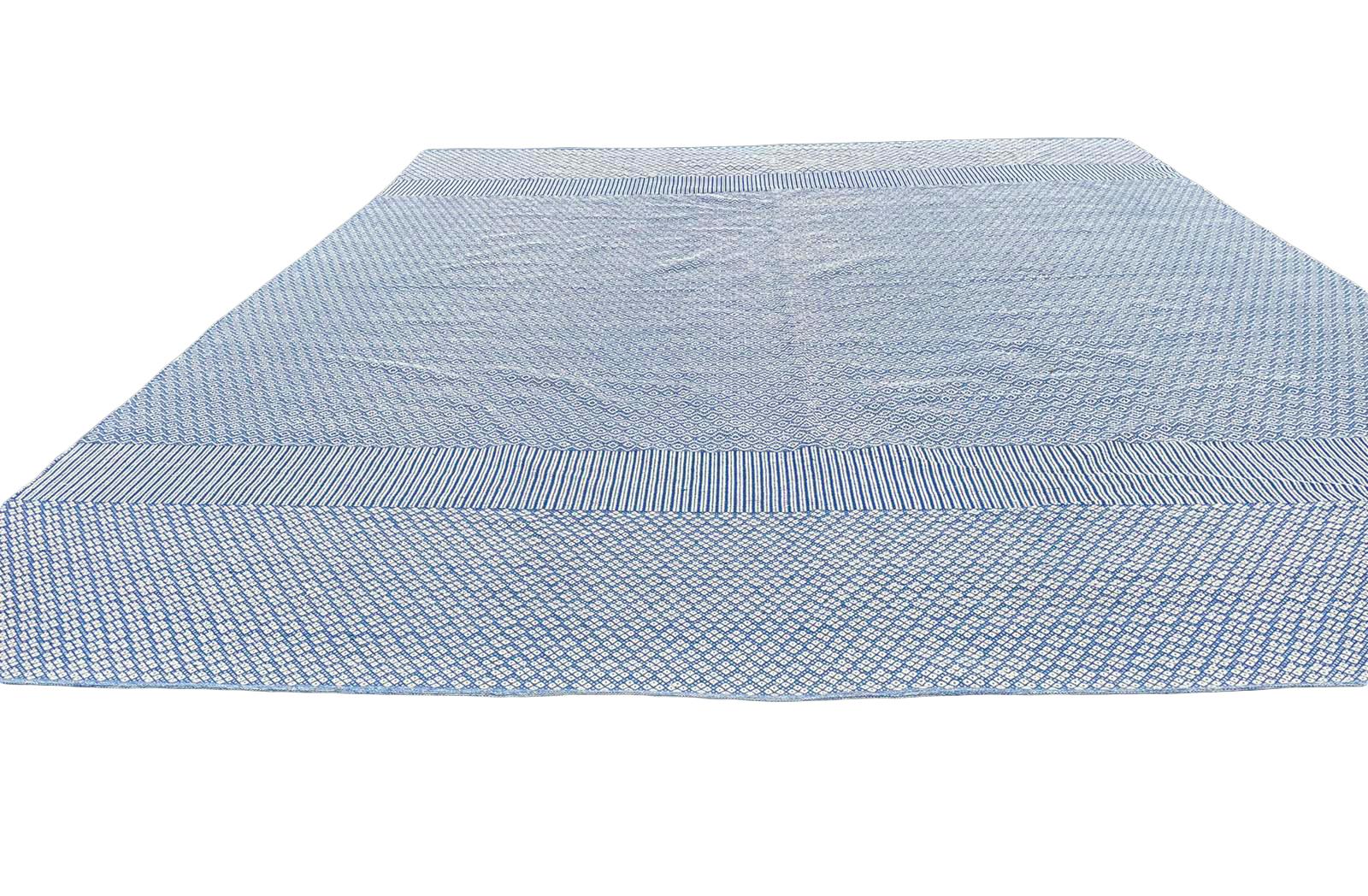 Oversized Blue and White Flat-Weave Indian Kilim by Gordian Rugs 6