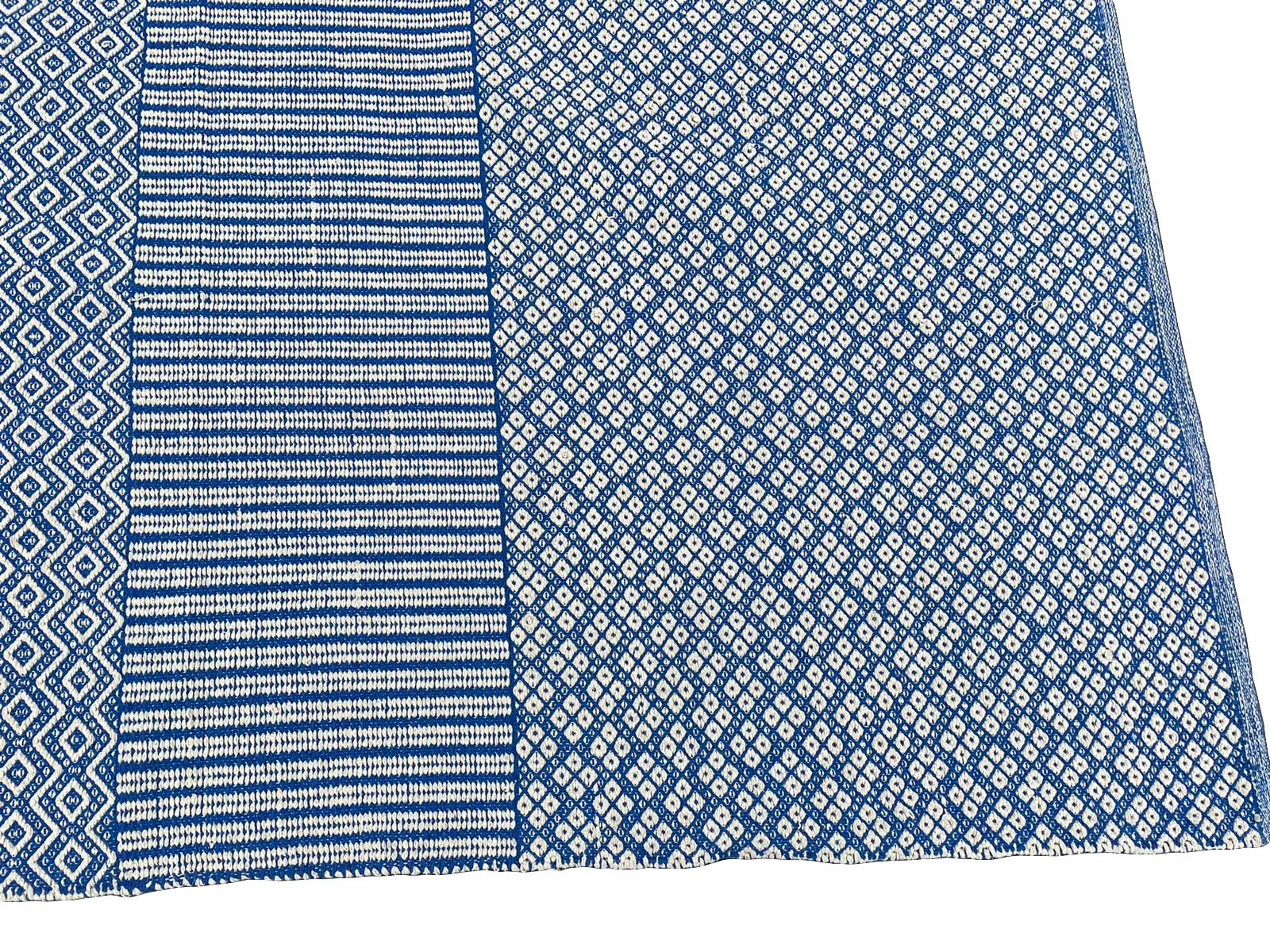 Oversized Blue and White Flat-Weave Indian Kilim by Gordian Rugs 9