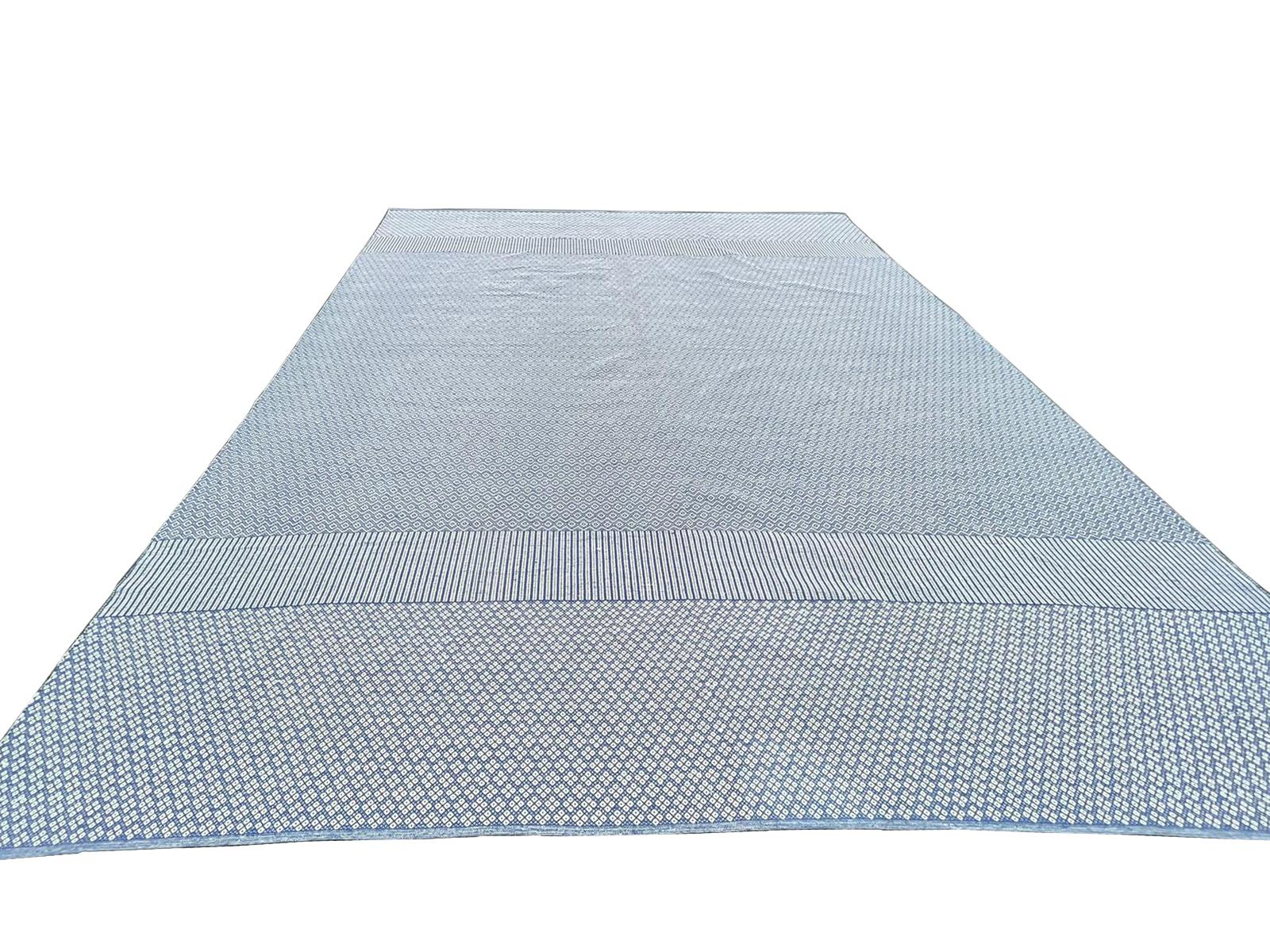 Contemporary Oversized Blue and White Flat-Weave Indian Kilim by Gordian Rugs