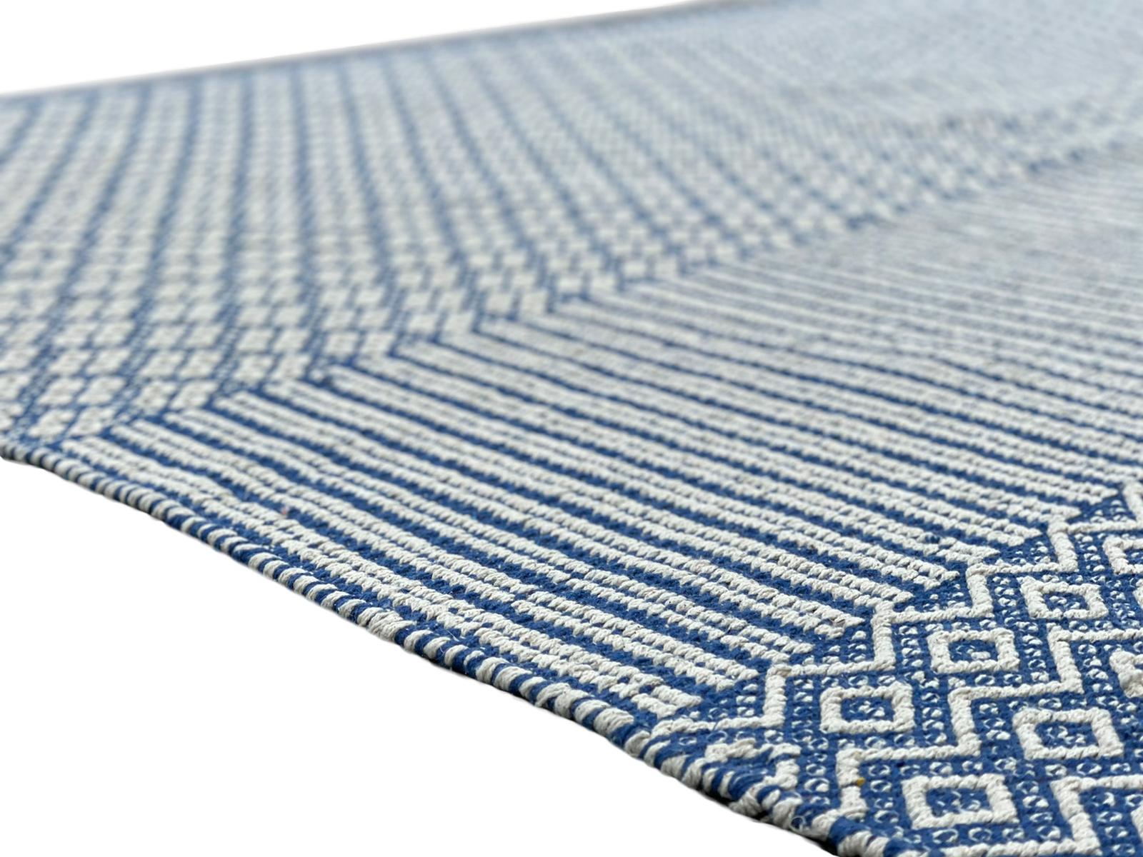 Oversized Blue and White Flat-Weave Indian Kilim by Gordian Rugs 1