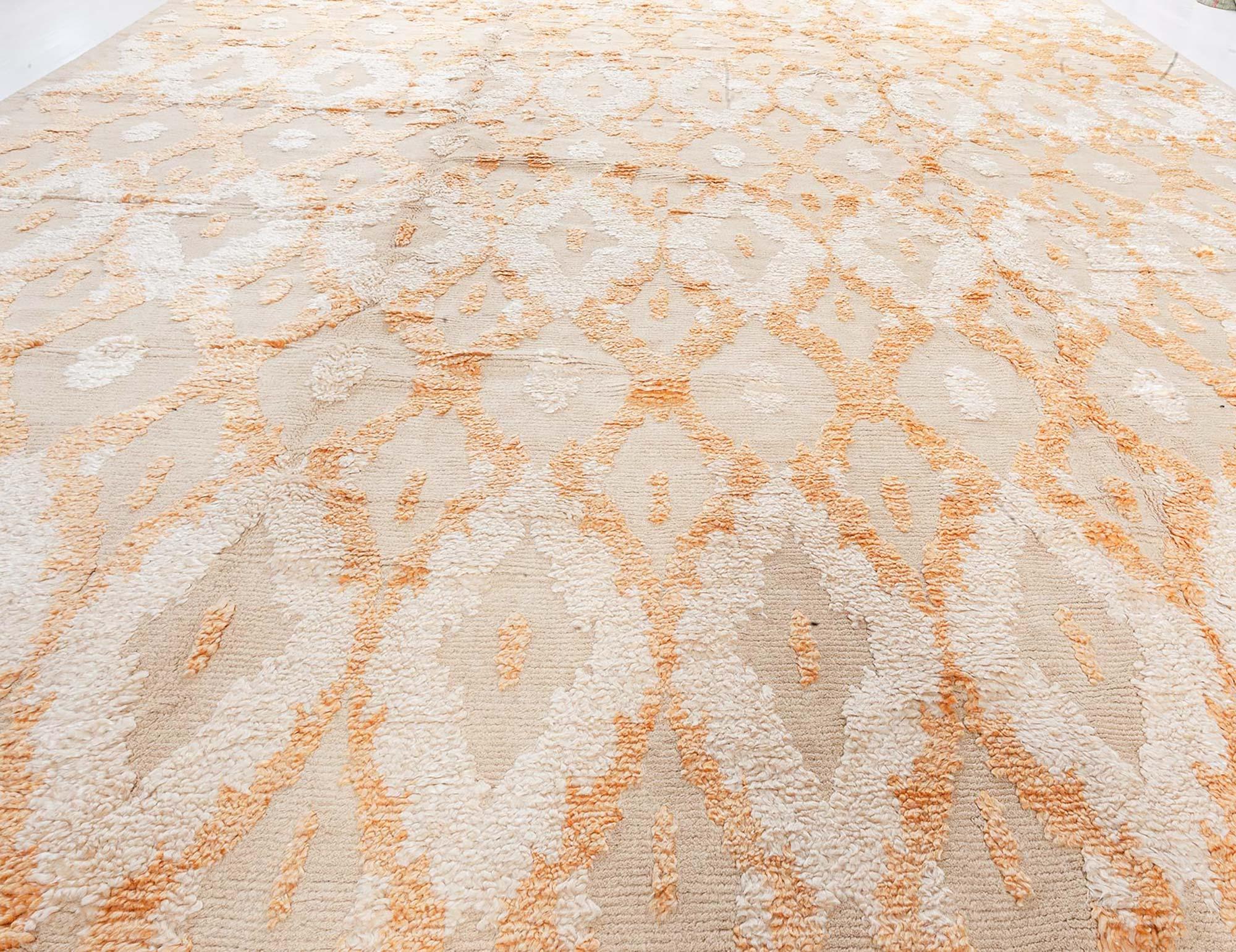 Mohair Oversized Bold Kasuri Wool Rug by Doris Leslie Blau For Sale