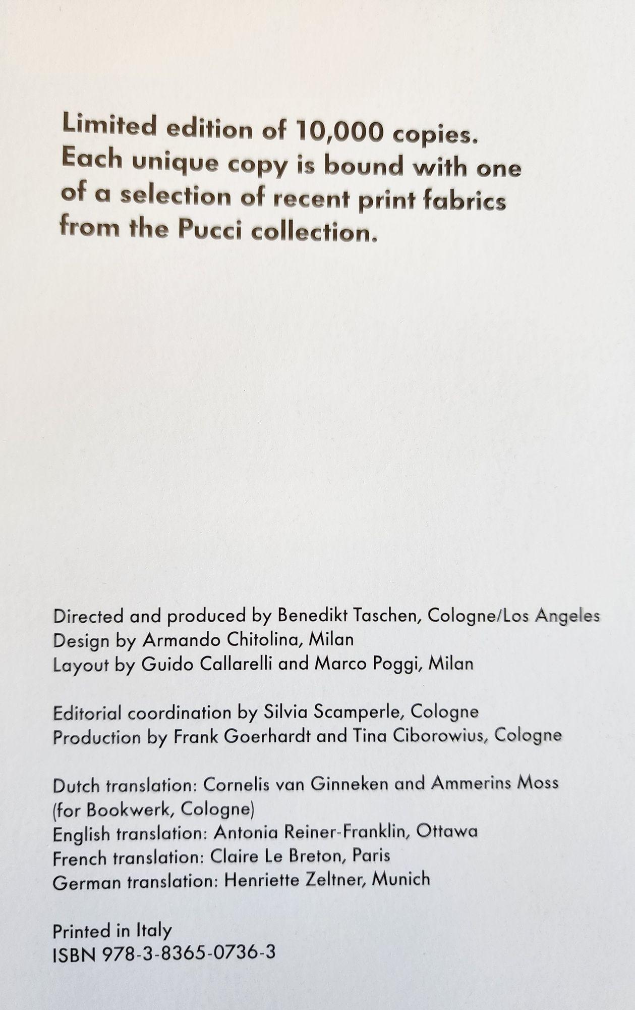 EMILIO. PUCCI Fashion Story by Armando Chitolina Edition and Vanessa Friedman Tashen 2010.
