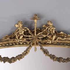 Oversized Boston Classical Giltwood Over Mantle Mirror With Cherubs C1860