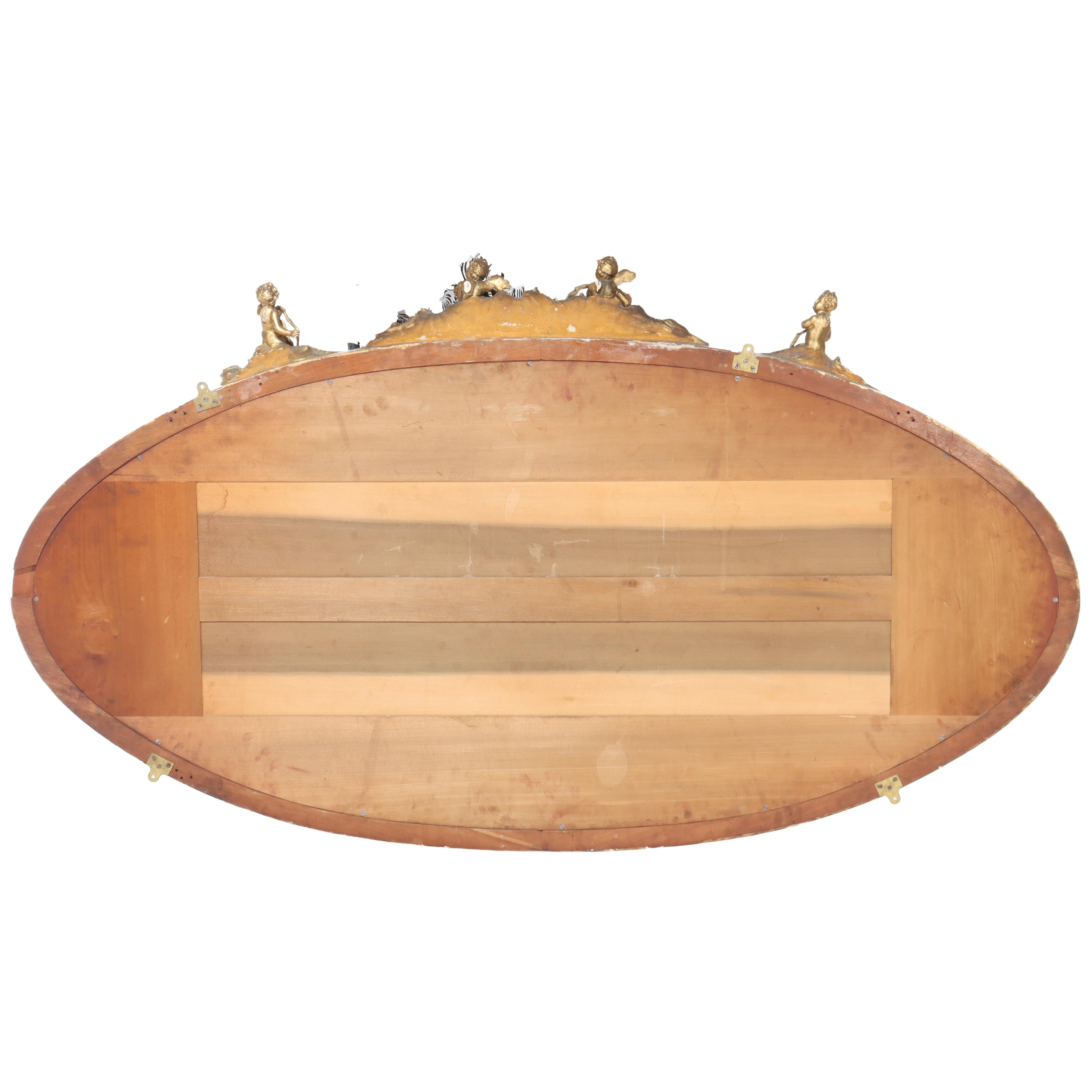 Miroir de cheminée surdimensionné en bois doré classique de Boston avec chérubins C1860 en vente 2