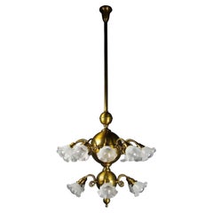 Oversized Brass 18 Shade Country Post Office 2 Tiered Chandelier