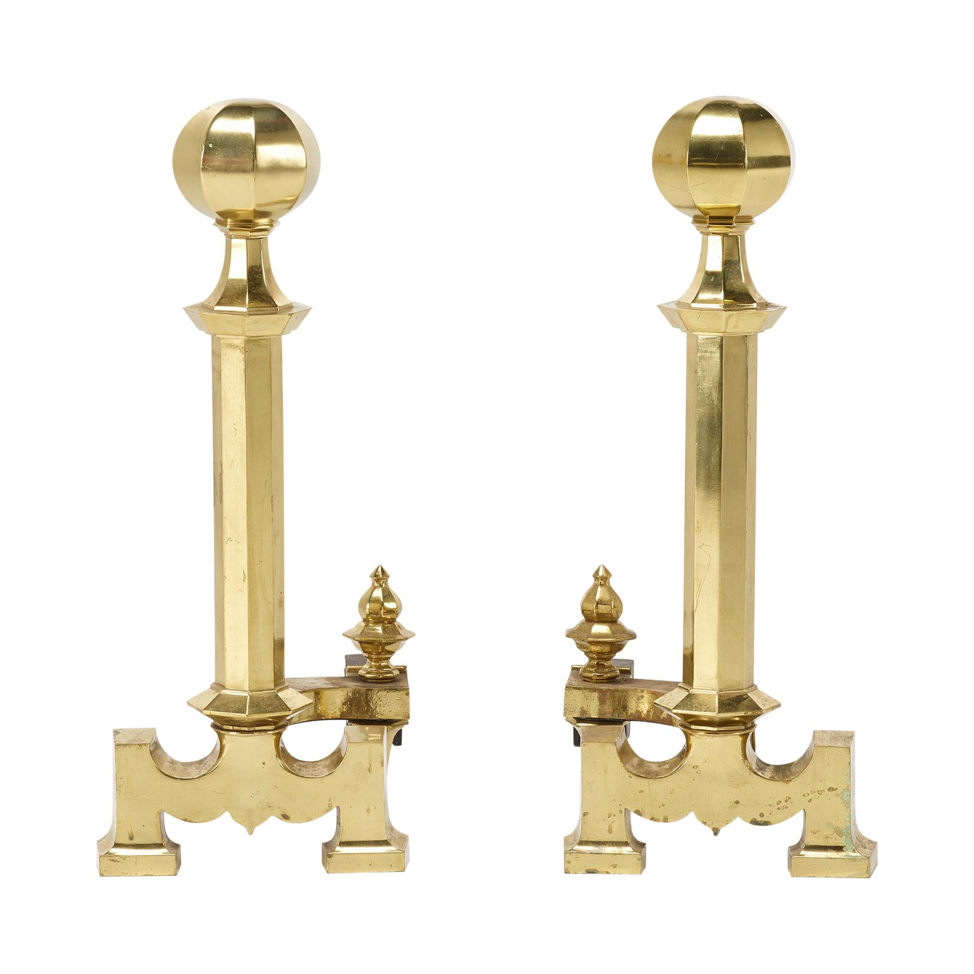 Oversized Brass Andirons