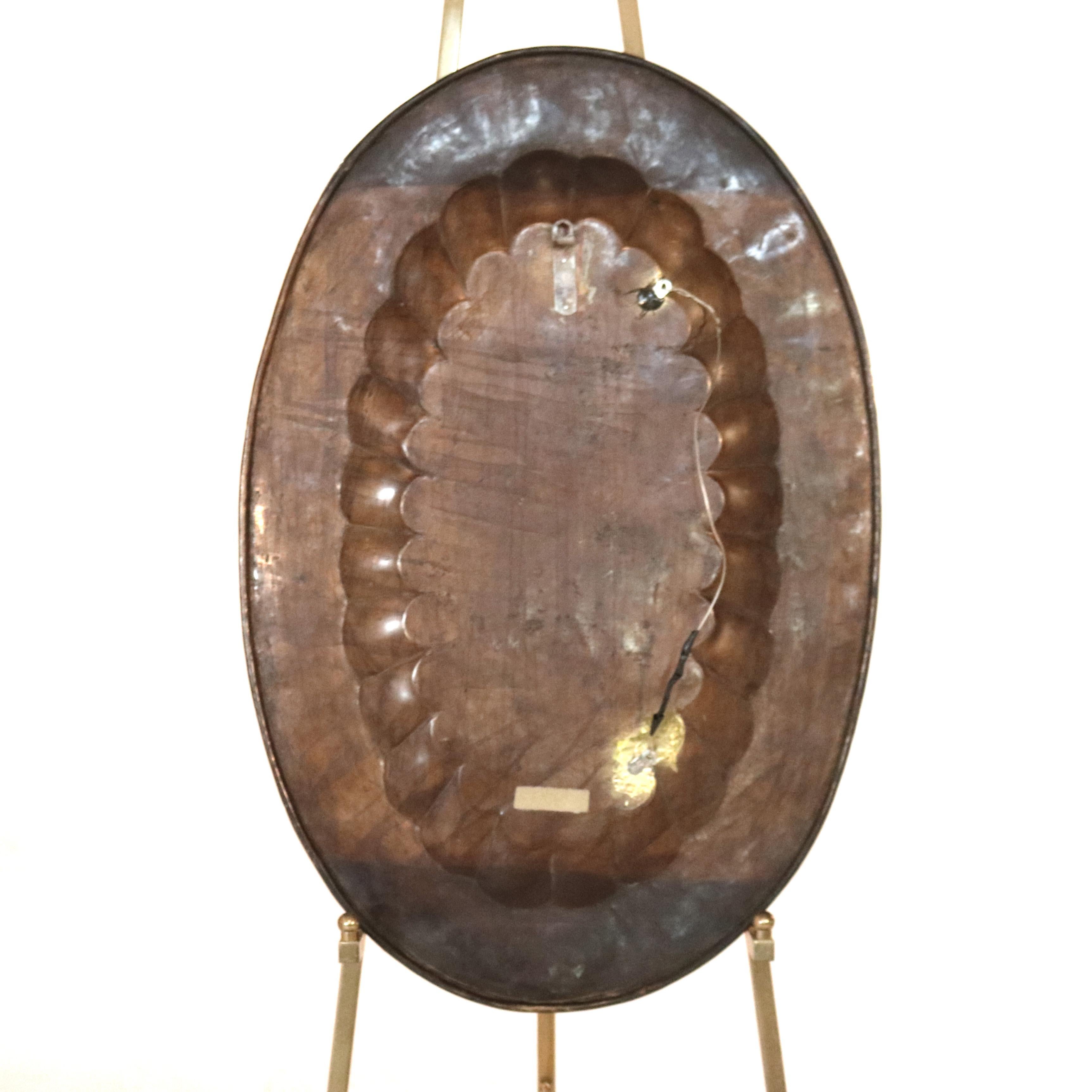 Oversized Brass Persian-Theme Oval Tray 20thC For Sale 11