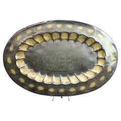 Oversized Brass Persian-Theme Oval Tray 20thC