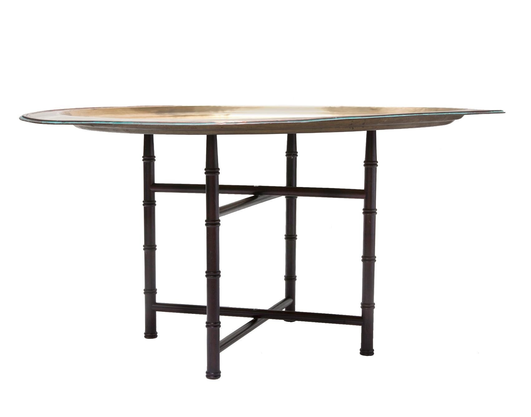 Moorish Oversized Brass Tray / Ebony Base