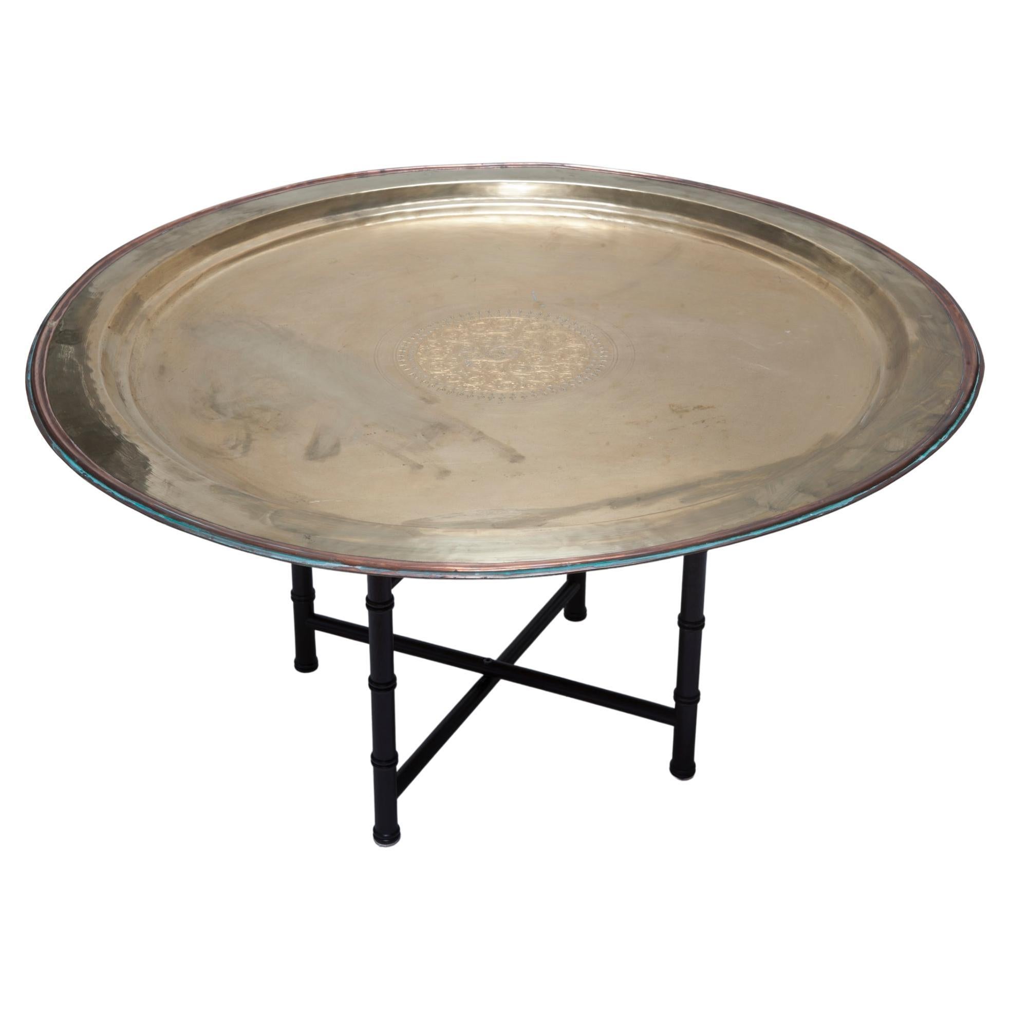 Oversized Brass Tray / Ebony Base