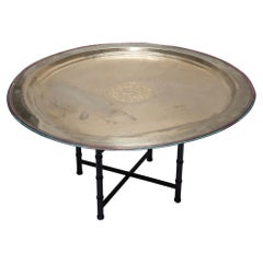 Oversized Brass Tray / Ebony Base
