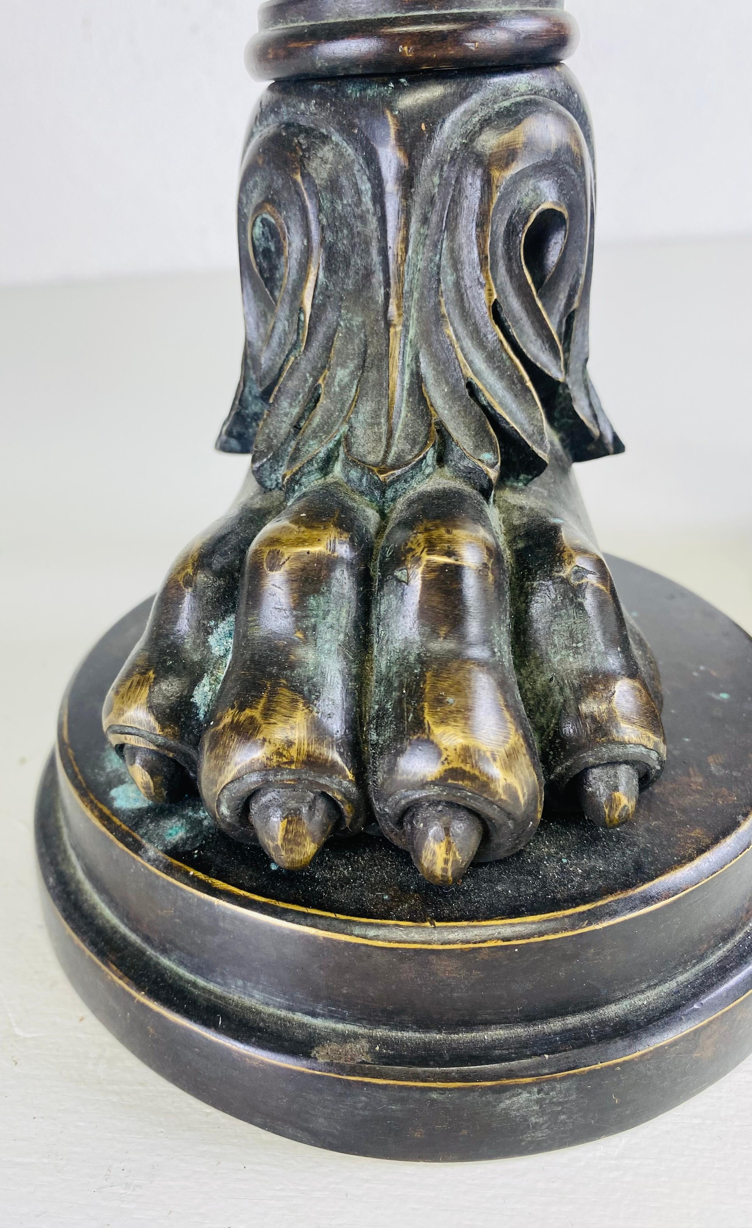 Oversized bronze and burled walnut candlesticks after theater Alexander For Sale 3