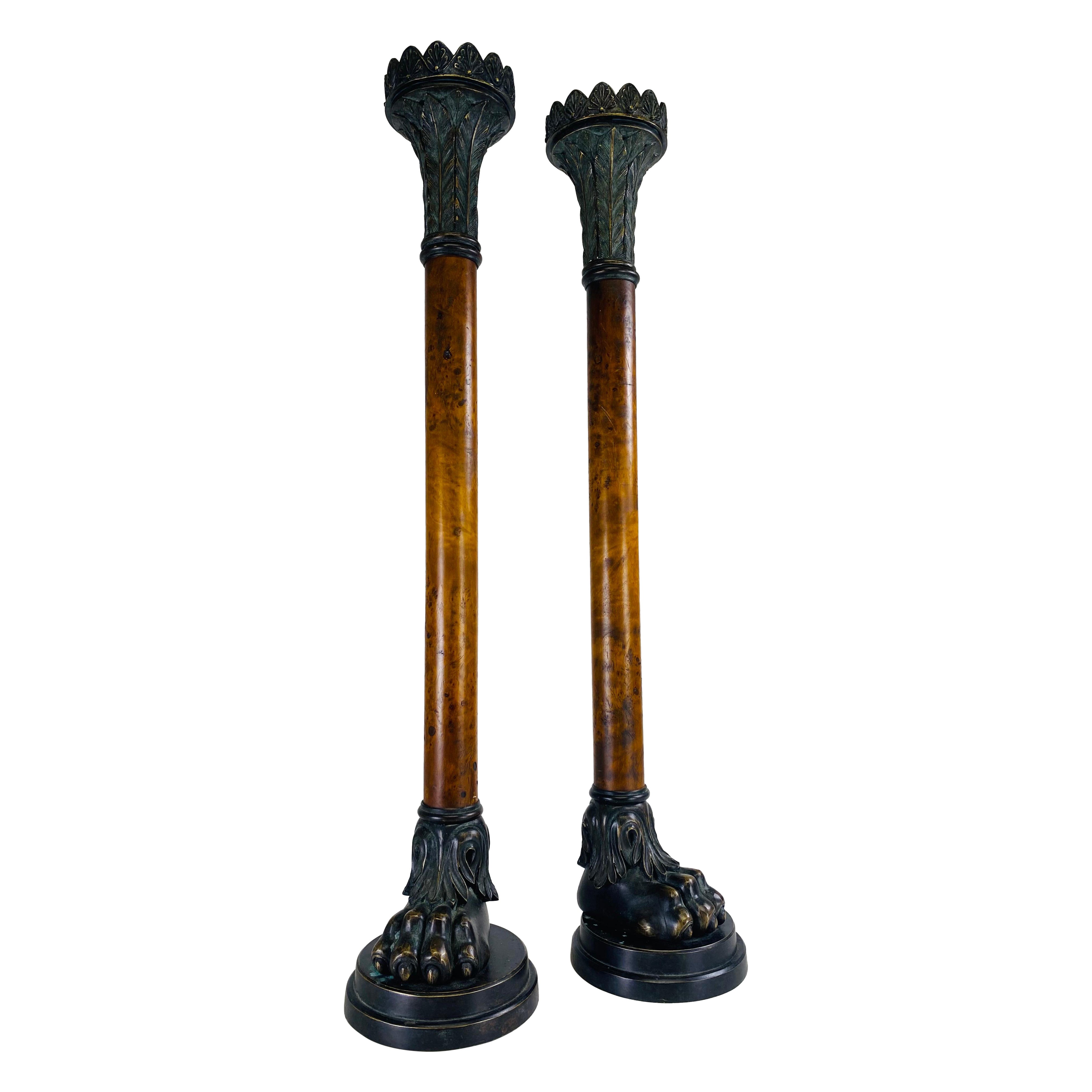 Kerzenständer aus Bronze und genopptem Nussbaumholz in Übergröße nach dem Theater Alexander im Angebot