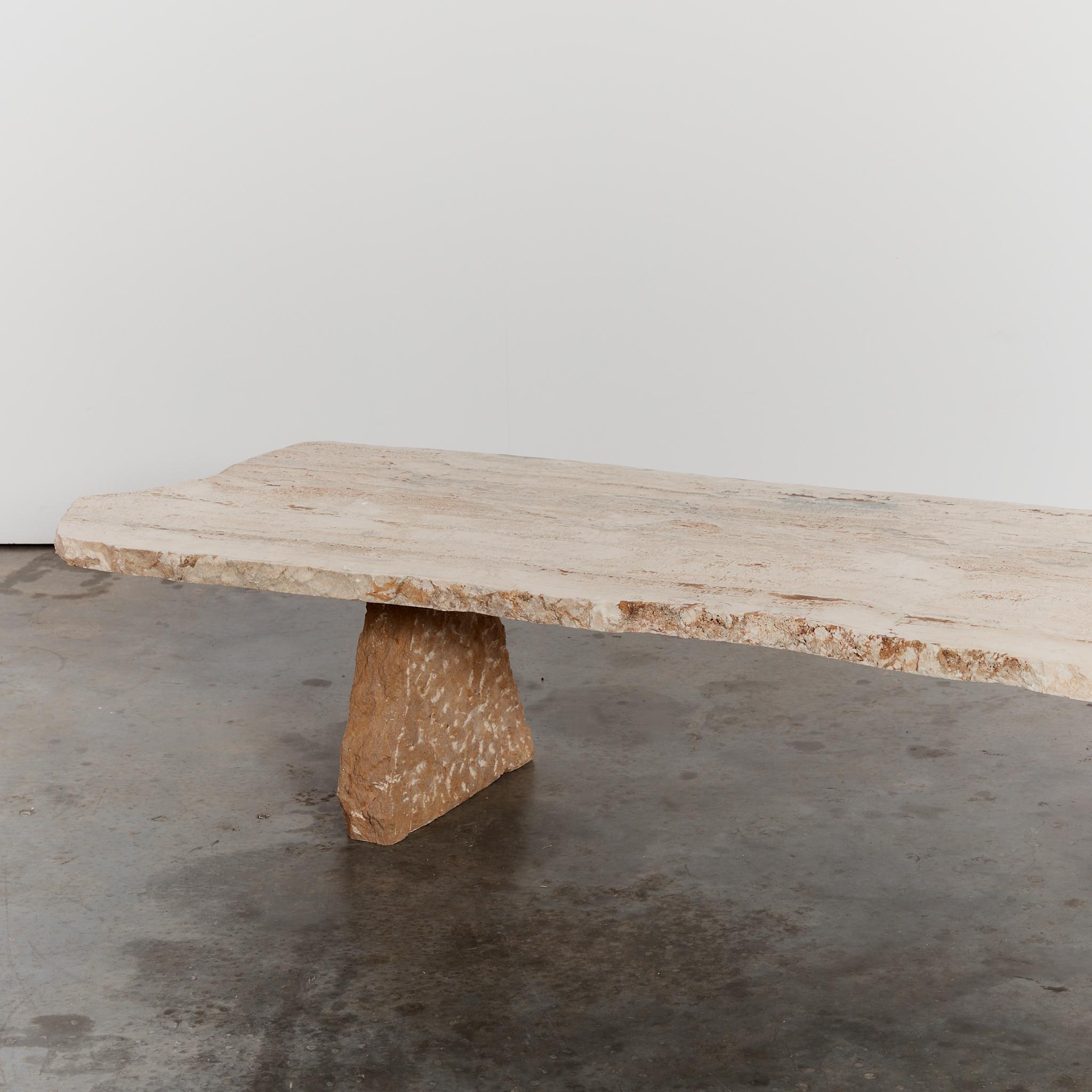 Oversized Brutalist Travertine Coffee Table In Good Condition In London, GB