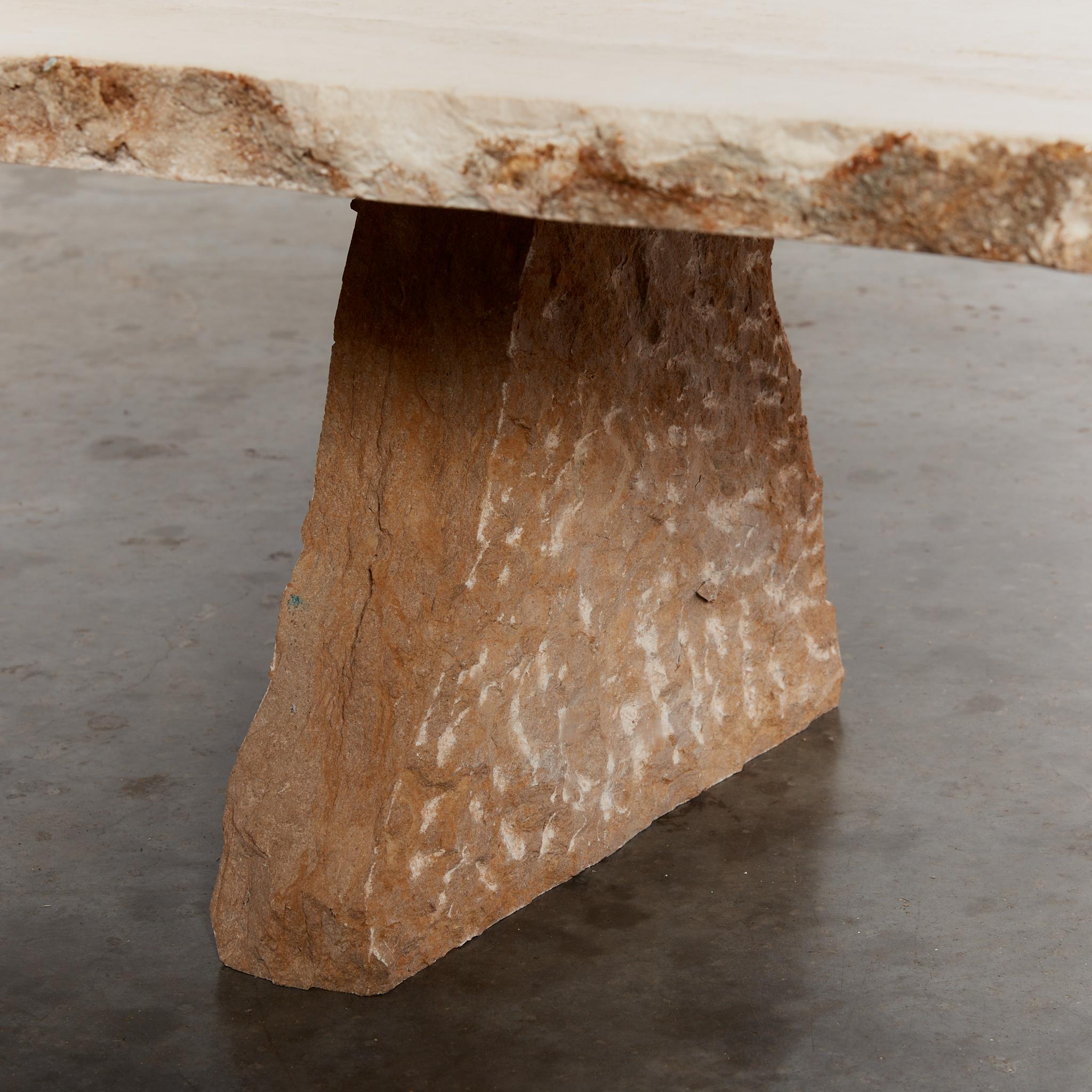 Oversized Brutalist Travertine Coffee Table 2