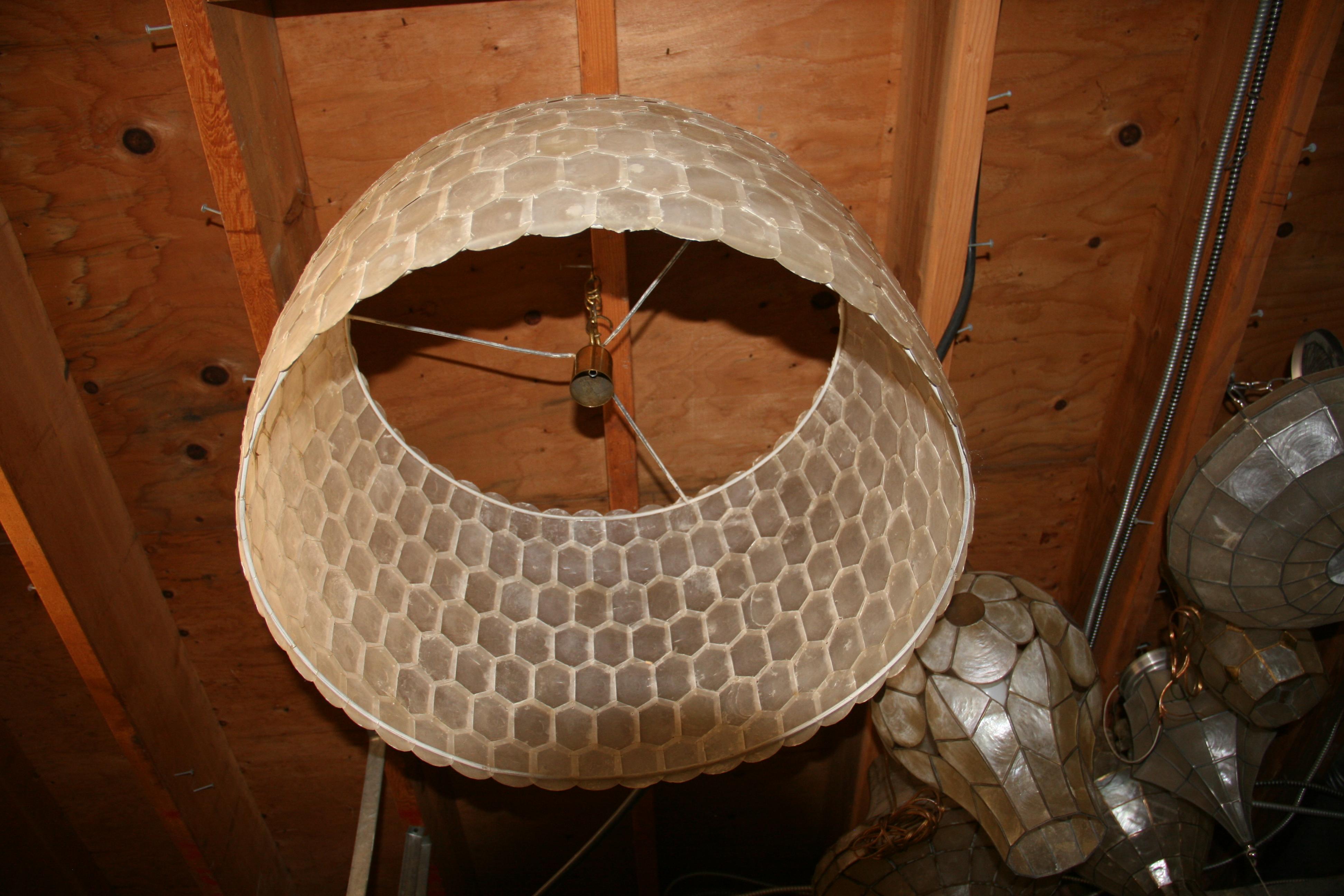 Oversized Capiz Shell Pendant  / Lantern Light For Sale 7