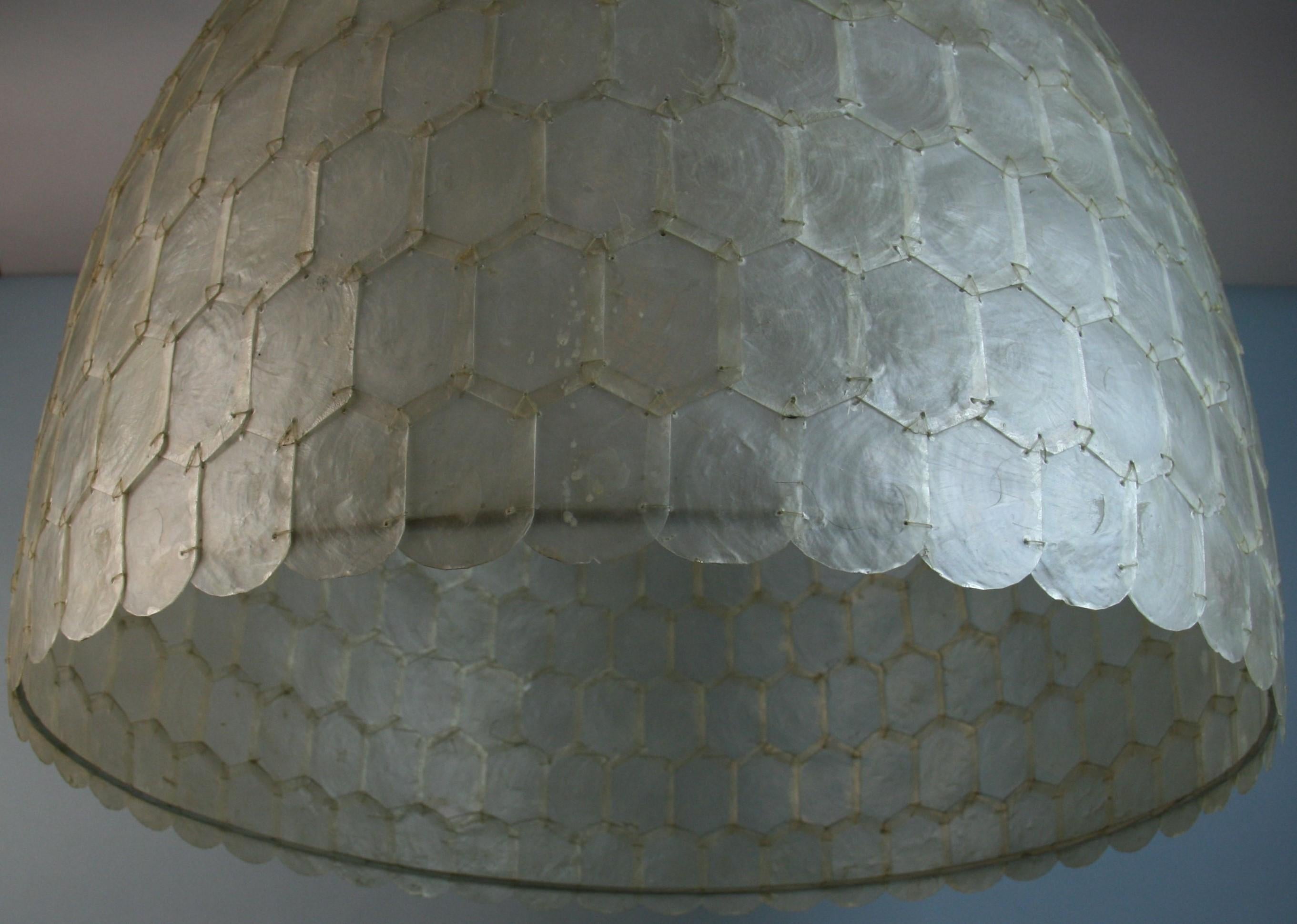 Oversized Capiz Shell Pendant  / Lantern Light For Sale 4