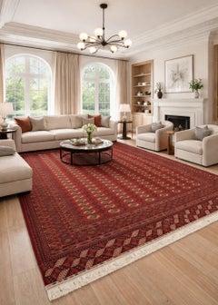 Oversized Carpet Handmade Oriental Turkmen Antique Wool Red Cream Area Rug