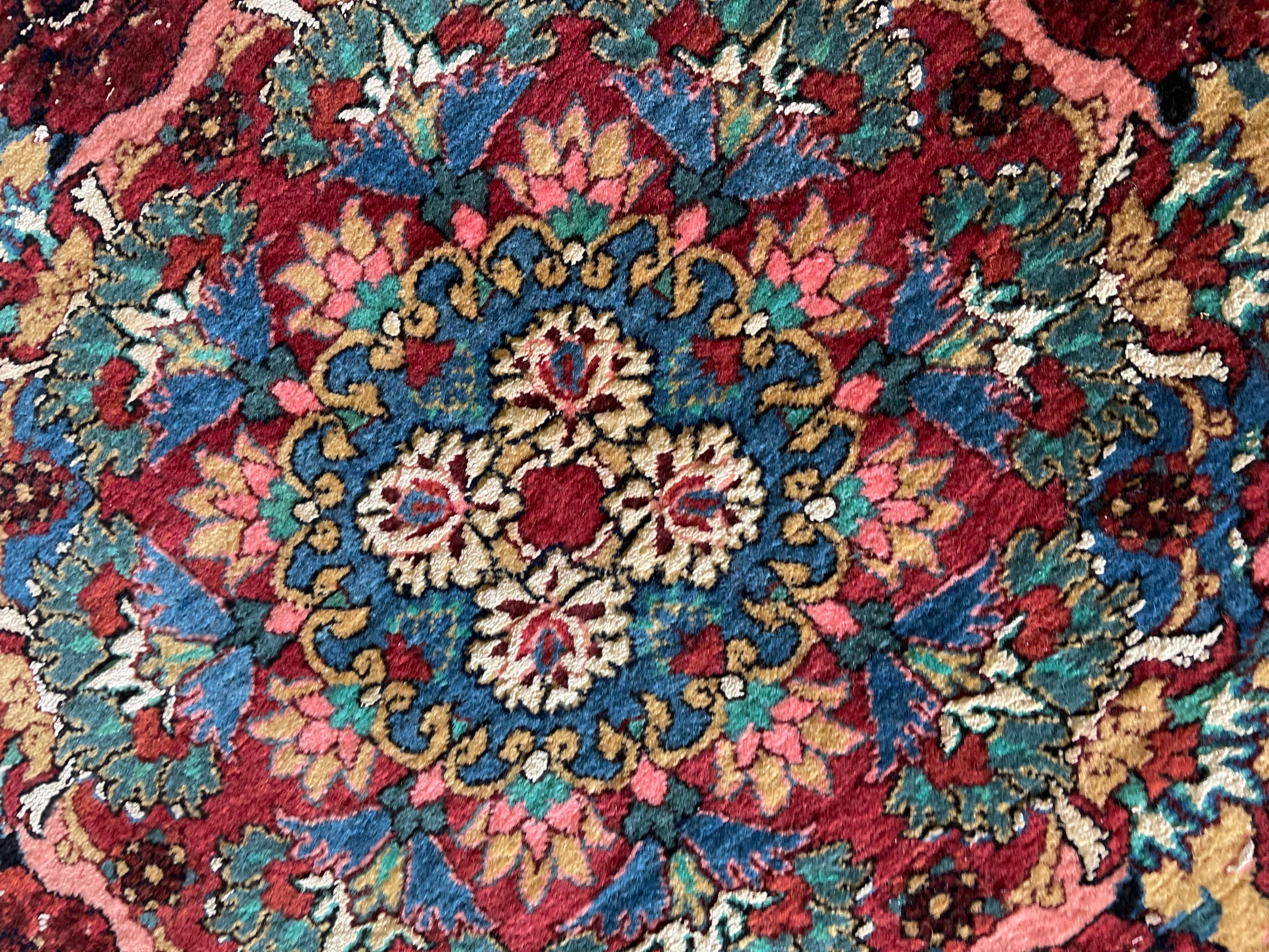 Übergroßer gestreifter Teppich, feiner, exklusiver, handgefertigter Kurdischer Teppich aus Wolle und Seide  im Angebot 5