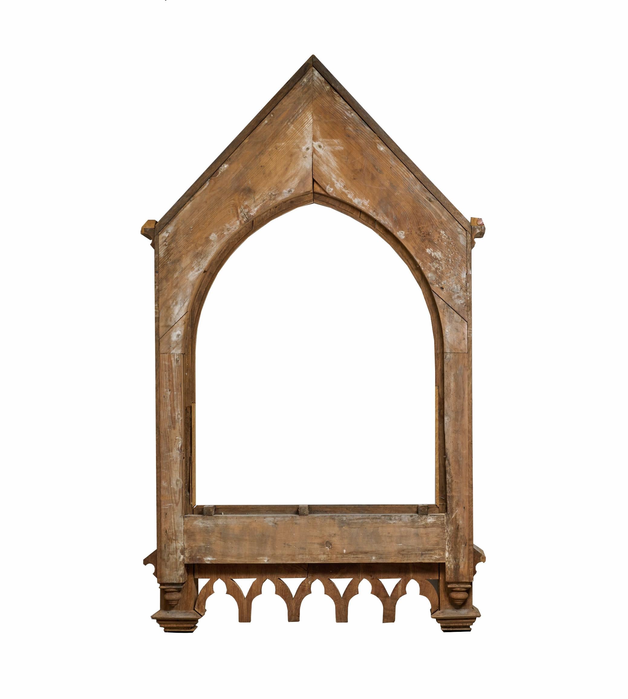 American Oversized Carved Oak Frame with Columns For Sale