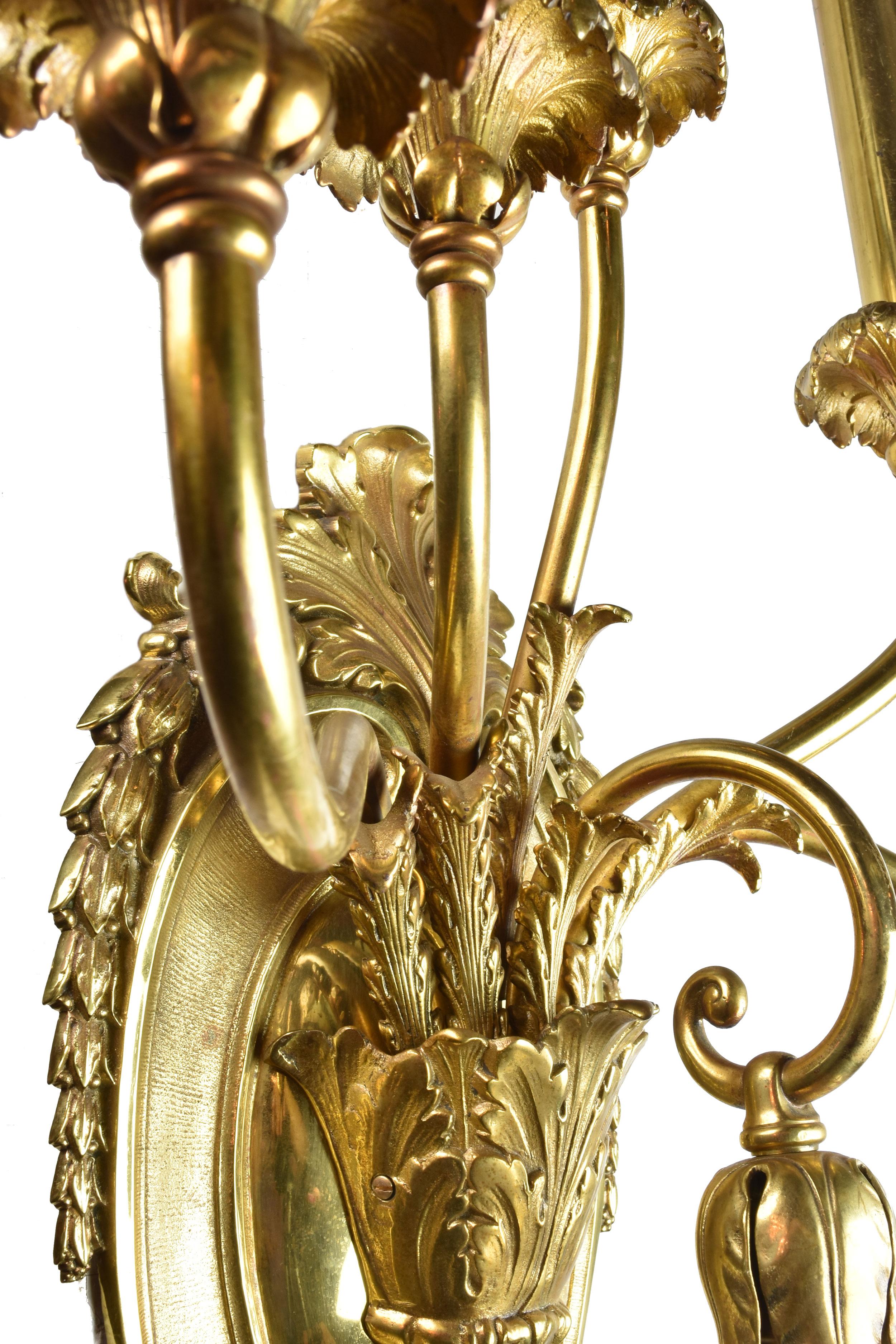American Oversized Cast Brass Sconce, Pair
