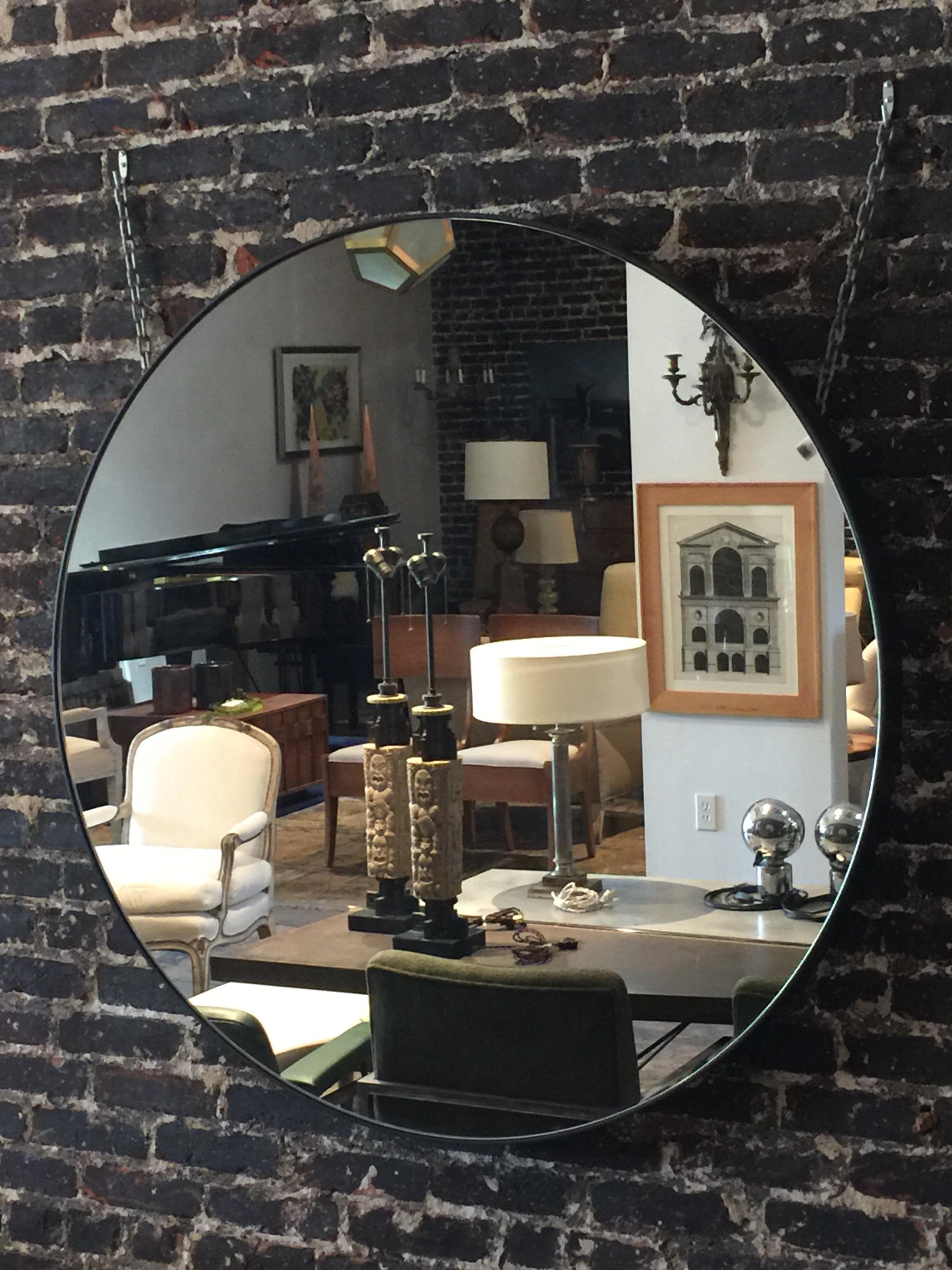 Art Deco Oversized 'Cerceau' Round Mirror by Design Frères For Sale
