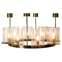 Lampadario oversize in ottone e vetro di Hans-Agne Jakobsson, anni ’60