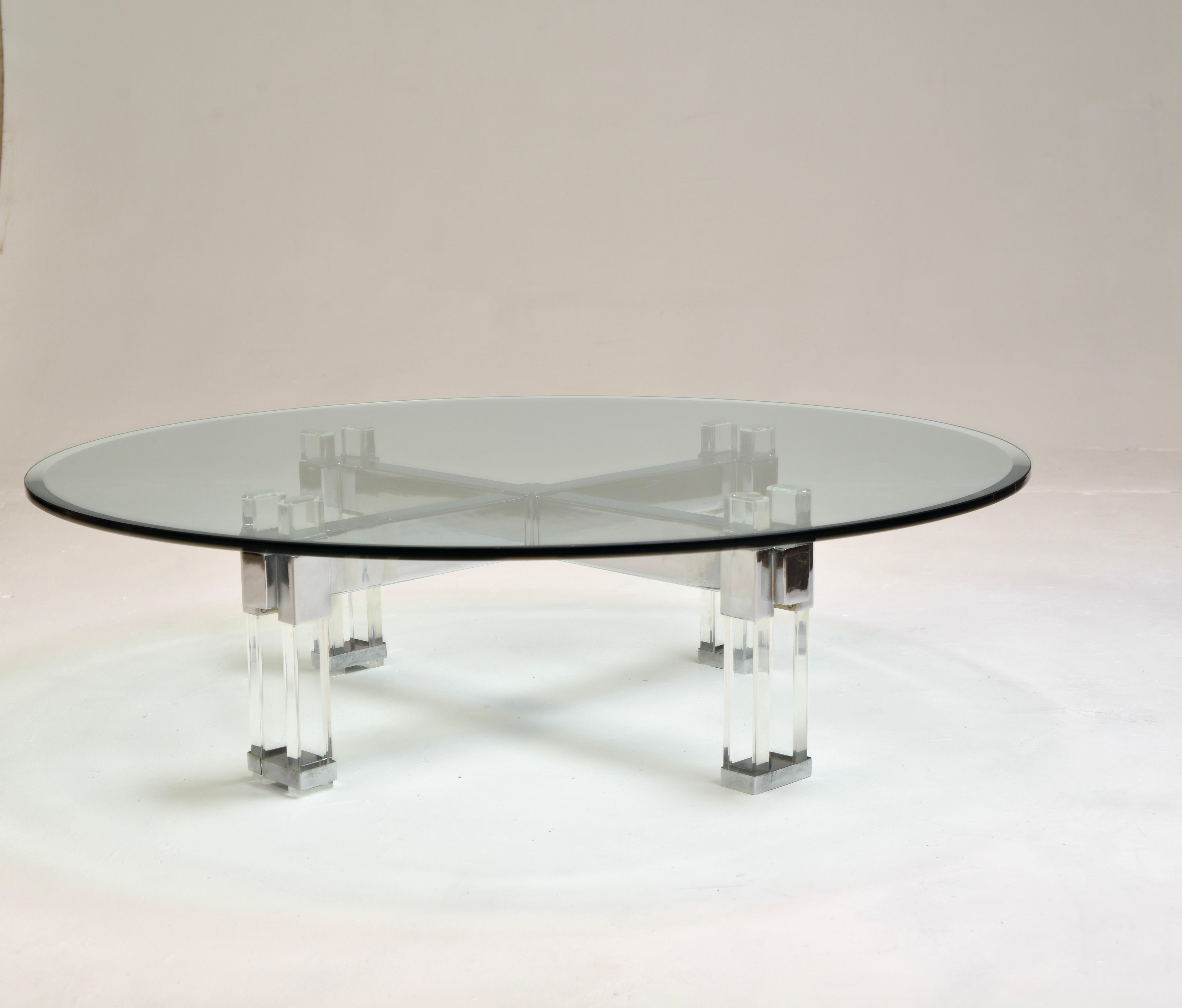 Charles Hollis Jones Couchtisch aus Lucit und Glas im Angebot 3