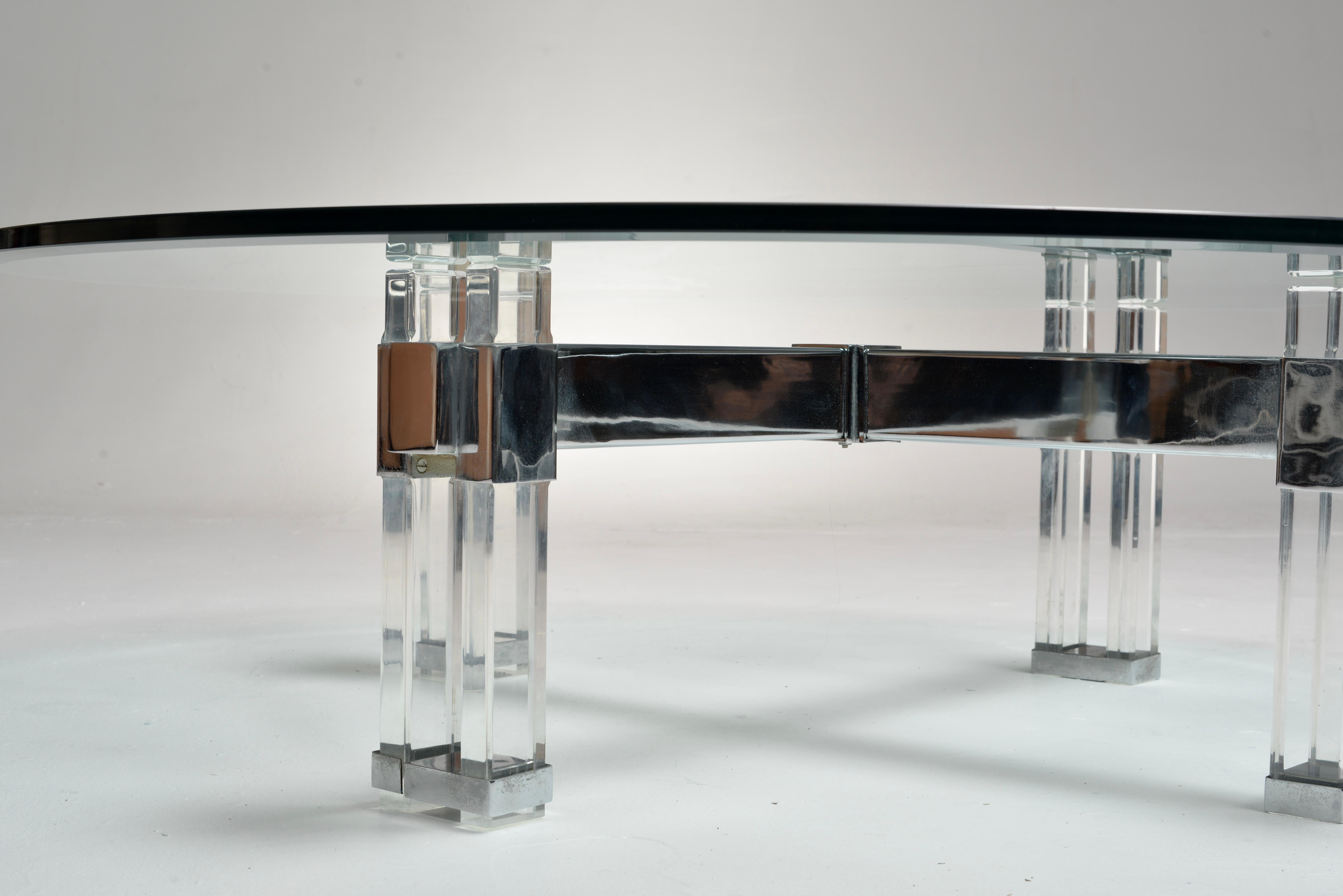 Charles Hollis Jones Couchtisch aus Lucit und Glas (amerikanisch) im Angebot
