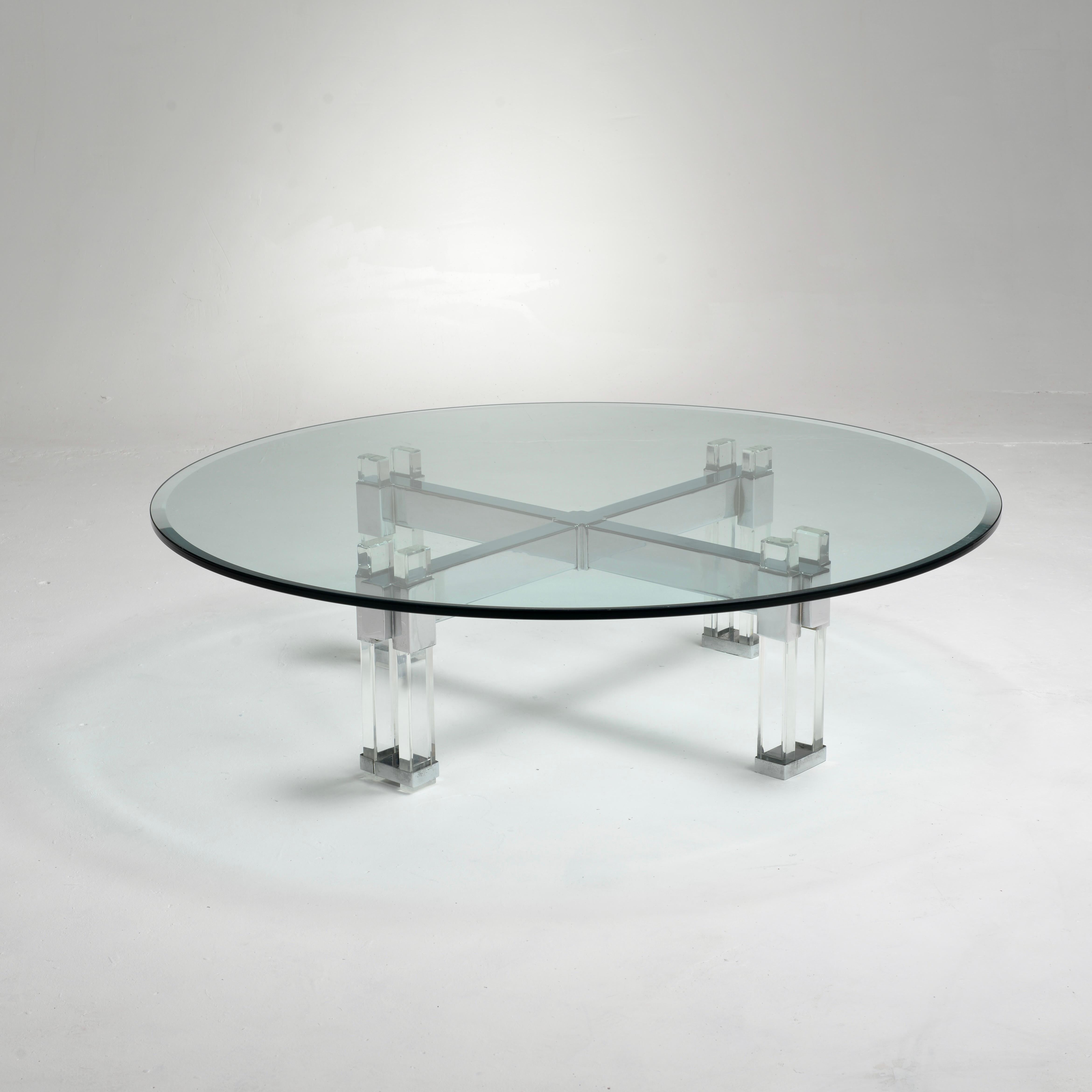 Charles Hollis Jones Couchtisch aus Lucit und Glas (Poliert) im Angebot