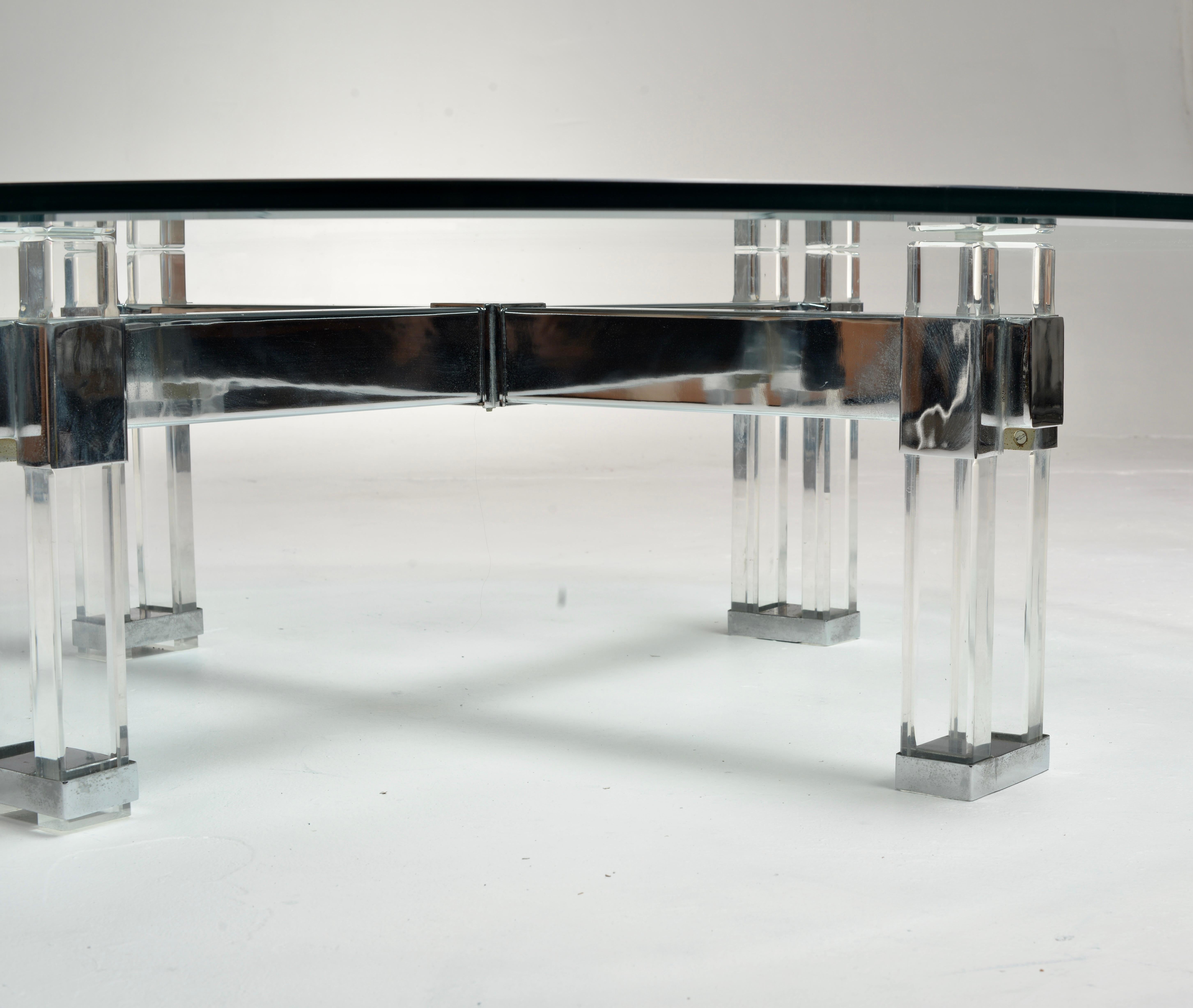 Charles Hollis Jones Couchtisch aus Lucit und Glas im Angebot 1