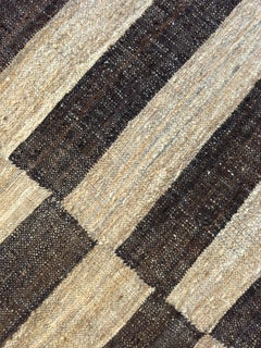 Oversized Checkerboard Tribal Kilim, Rustic Earth Toned Brown Rug, c. 1950, 6x14