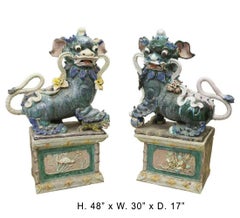 Oversized Chinese Ceramic Figures of Foo Lions, Early 20th Century